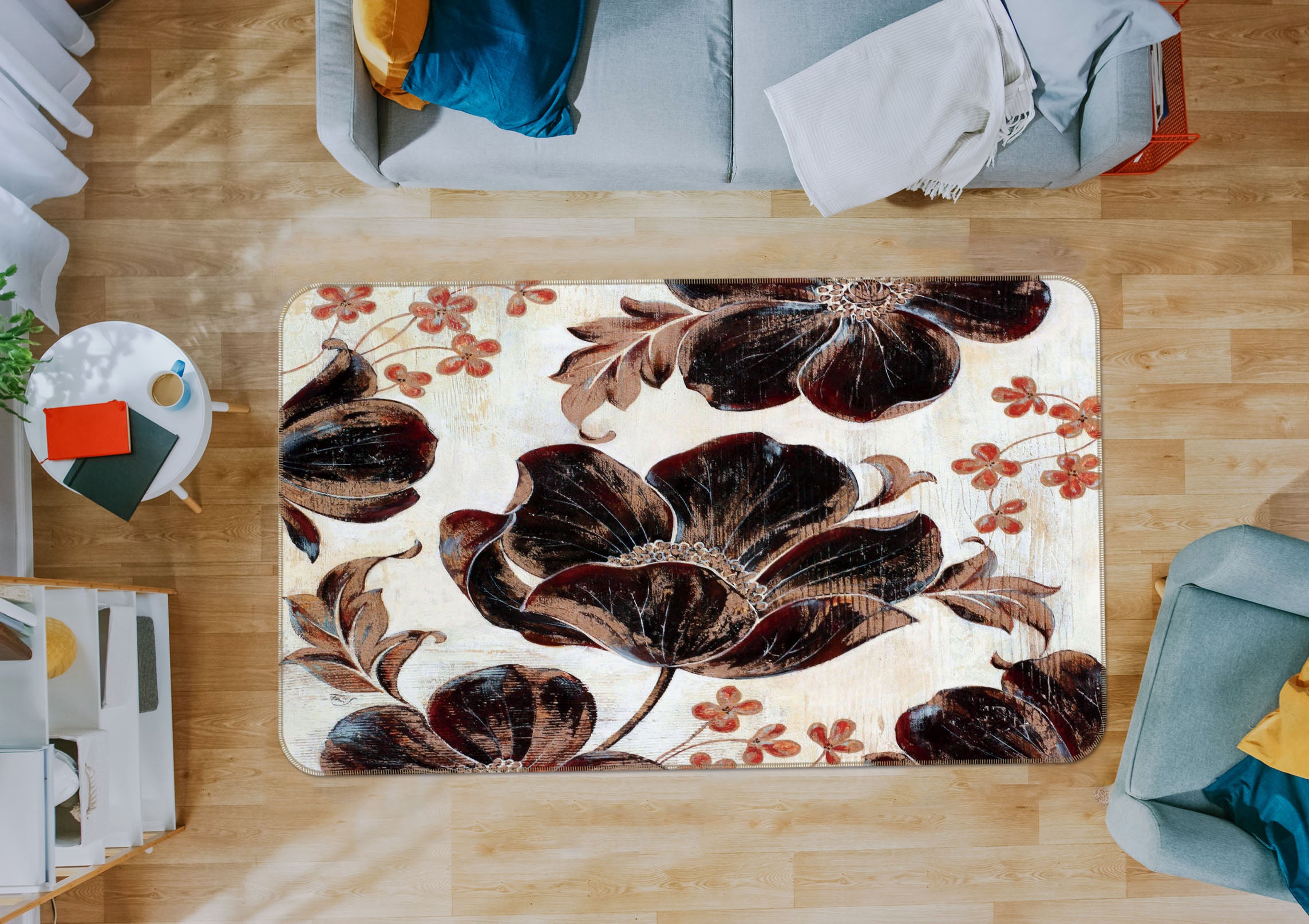 3D Flowers 32062 Non Slip Rug Mat