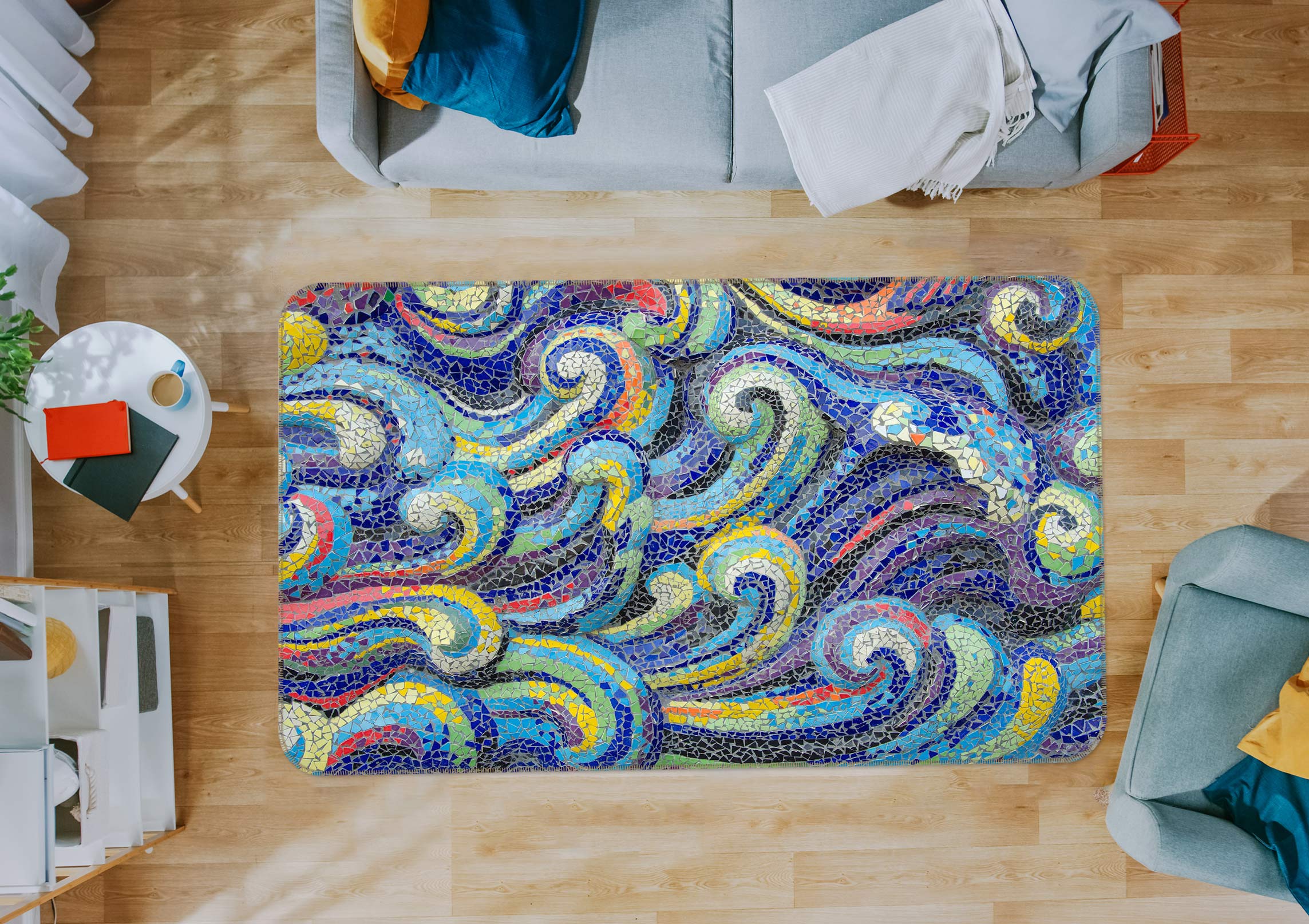 3D Wave Pattern 33011 Non Slip Rug Mat