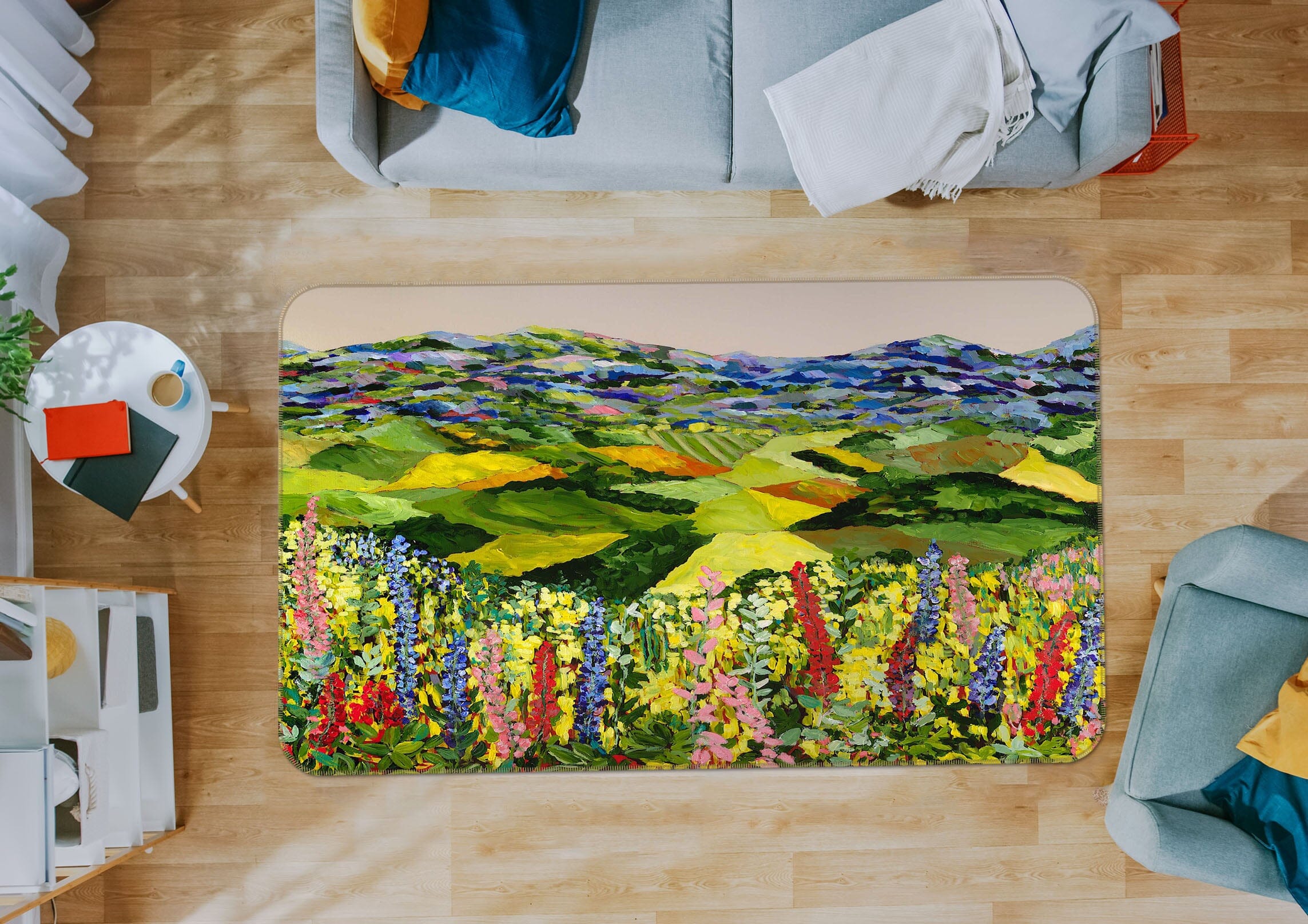 3D Yellow Flowers 1013 Allan P. Friedlander Rug Non Slip Rug Mat Mat AJ Creativity Home