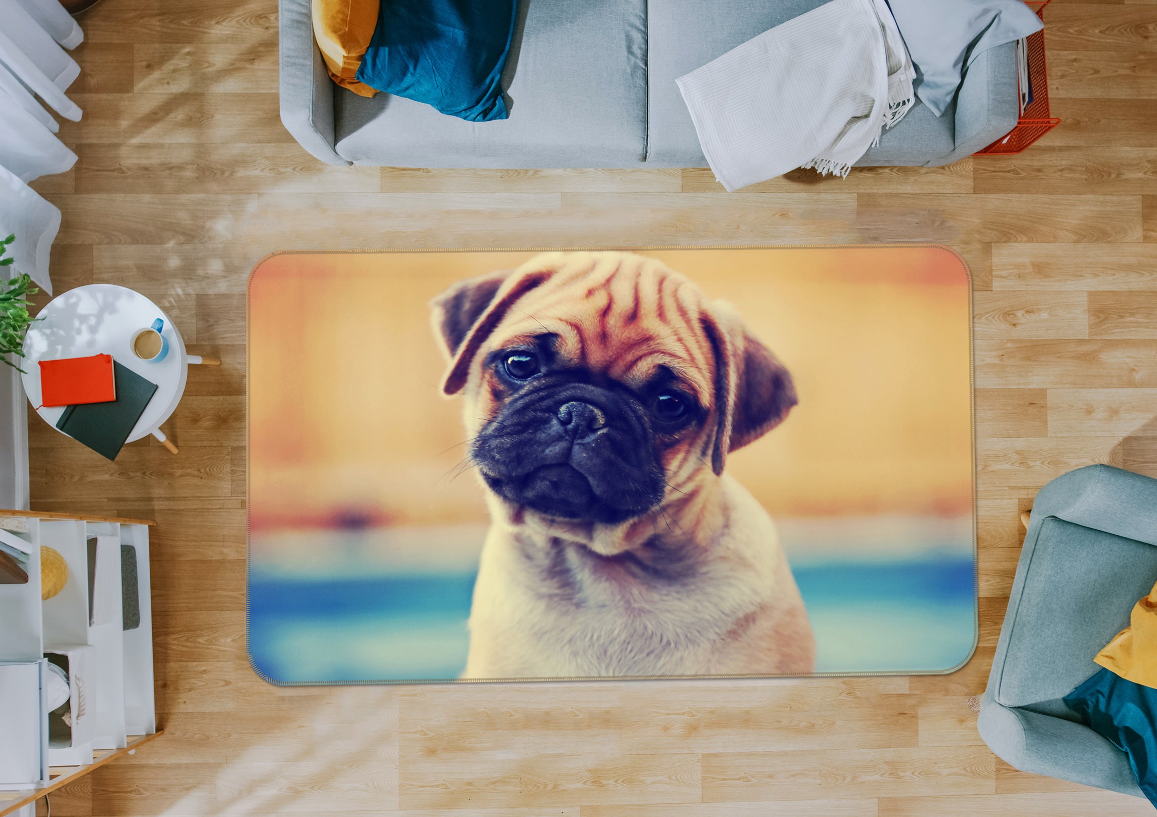 3D Pug Dog 37061 Non Slip Rug Mat