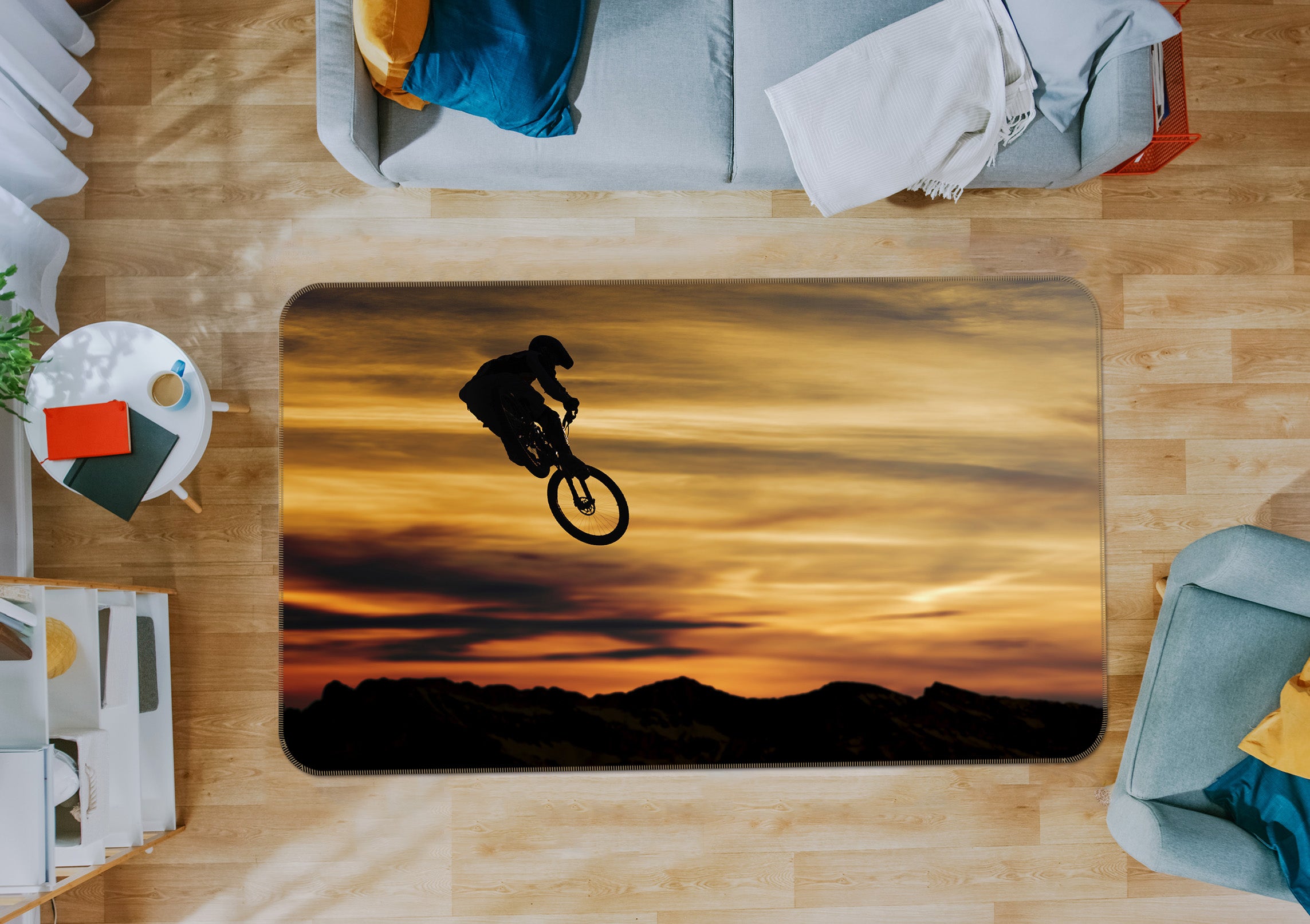 3D Mountain Bike 34121 Non Slip Rug Mat