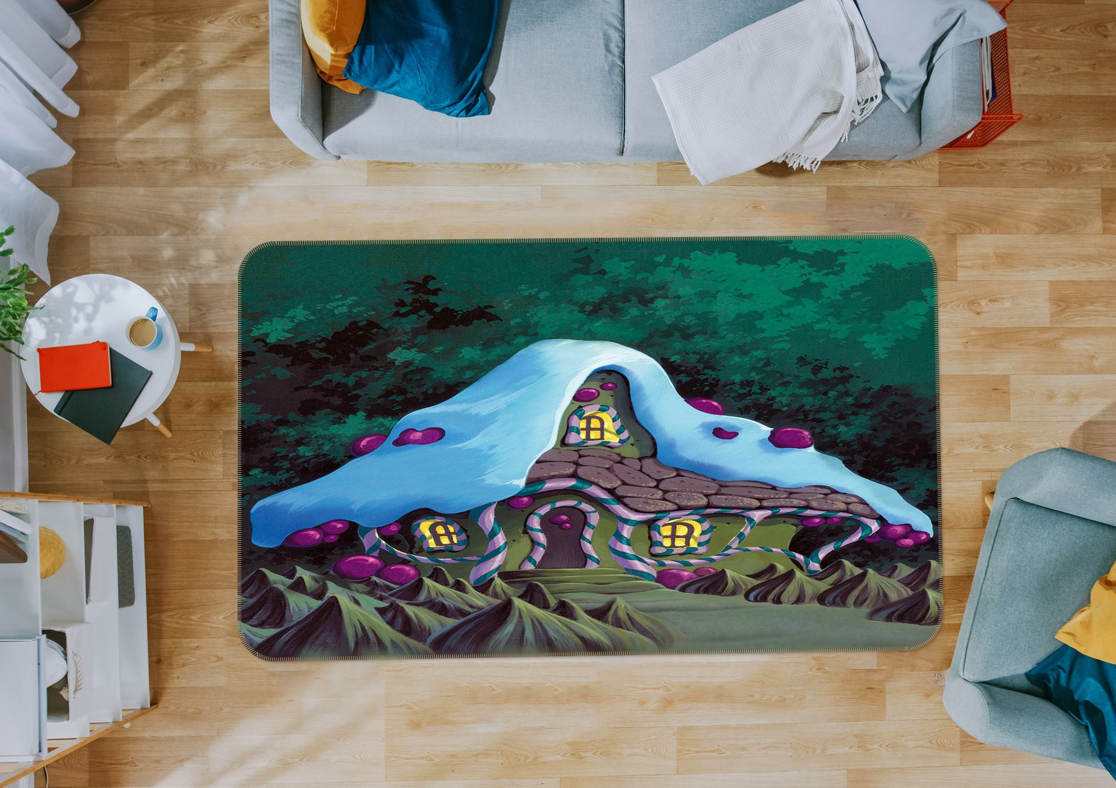 3D Snow Cabin 75165 Non Slip Rug Mat