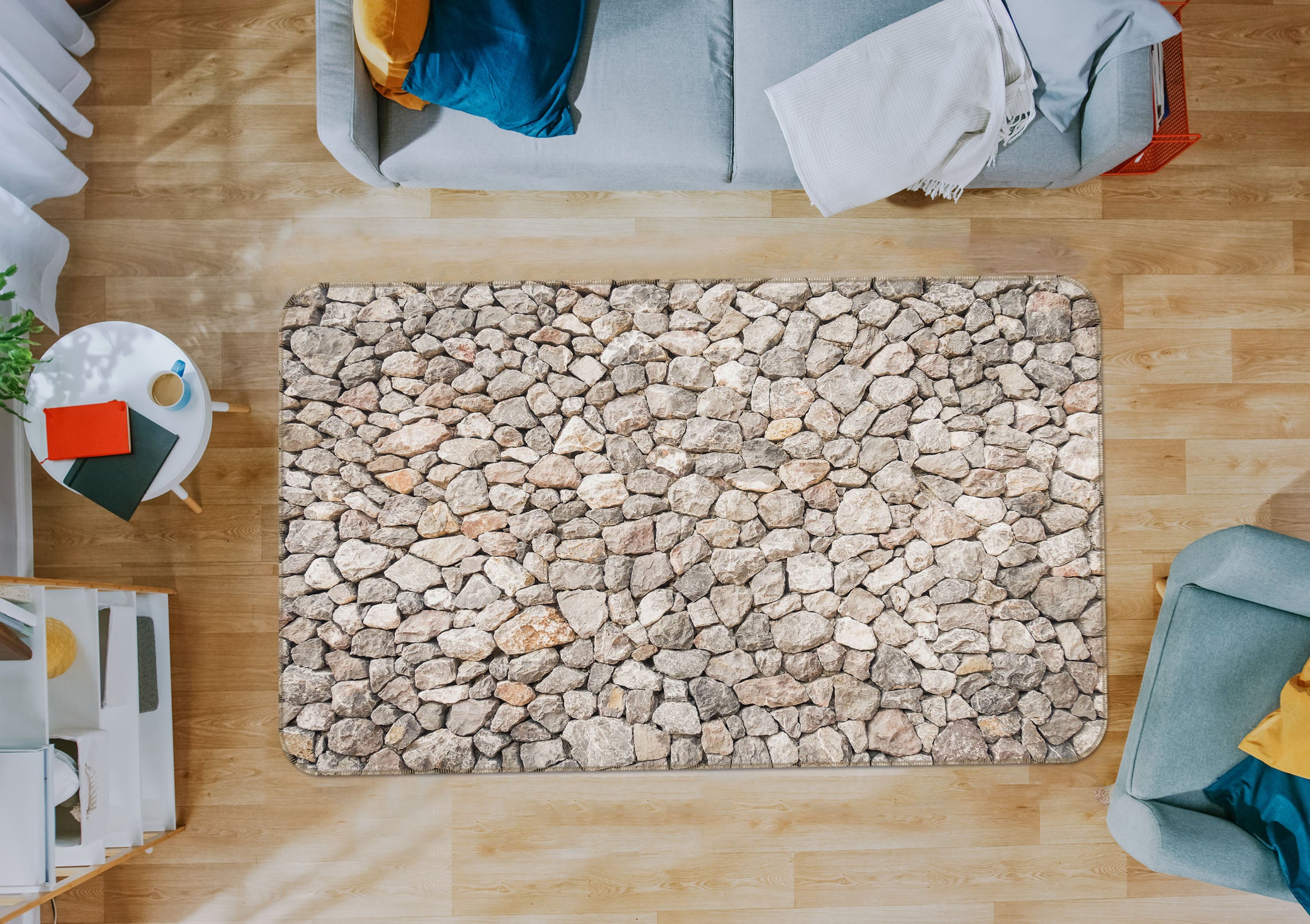 3D Small Stone Pattern 31097 Non Slip Rug Mat
