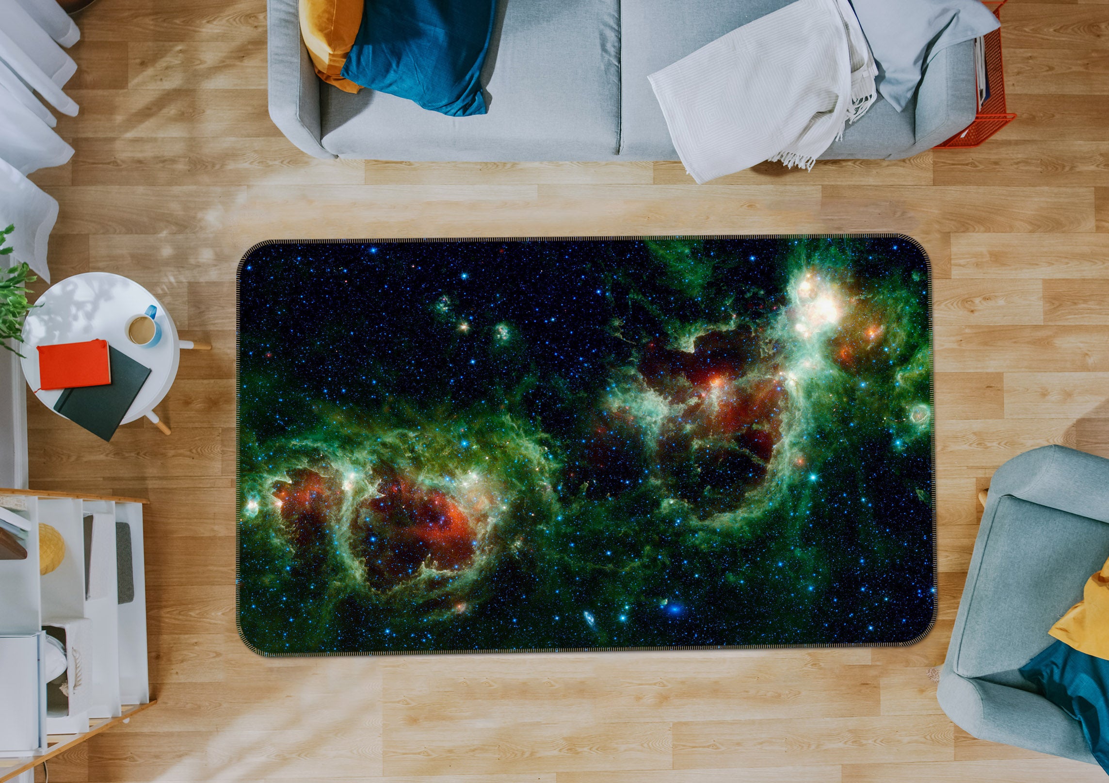 3D Green Starry 31136 Non Slip Rug Mat