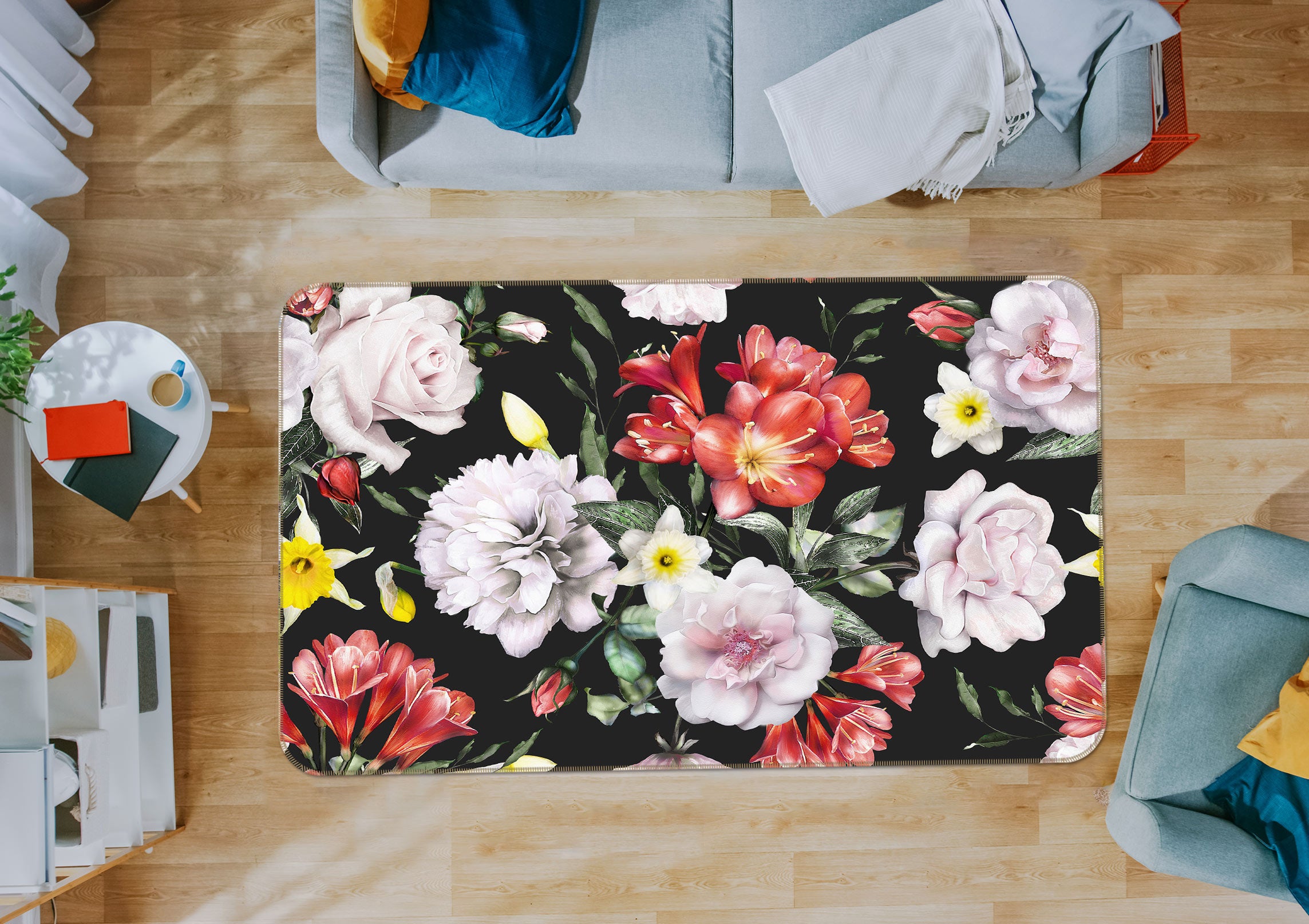3D Flowers 37064 Non Slip Rug Mat