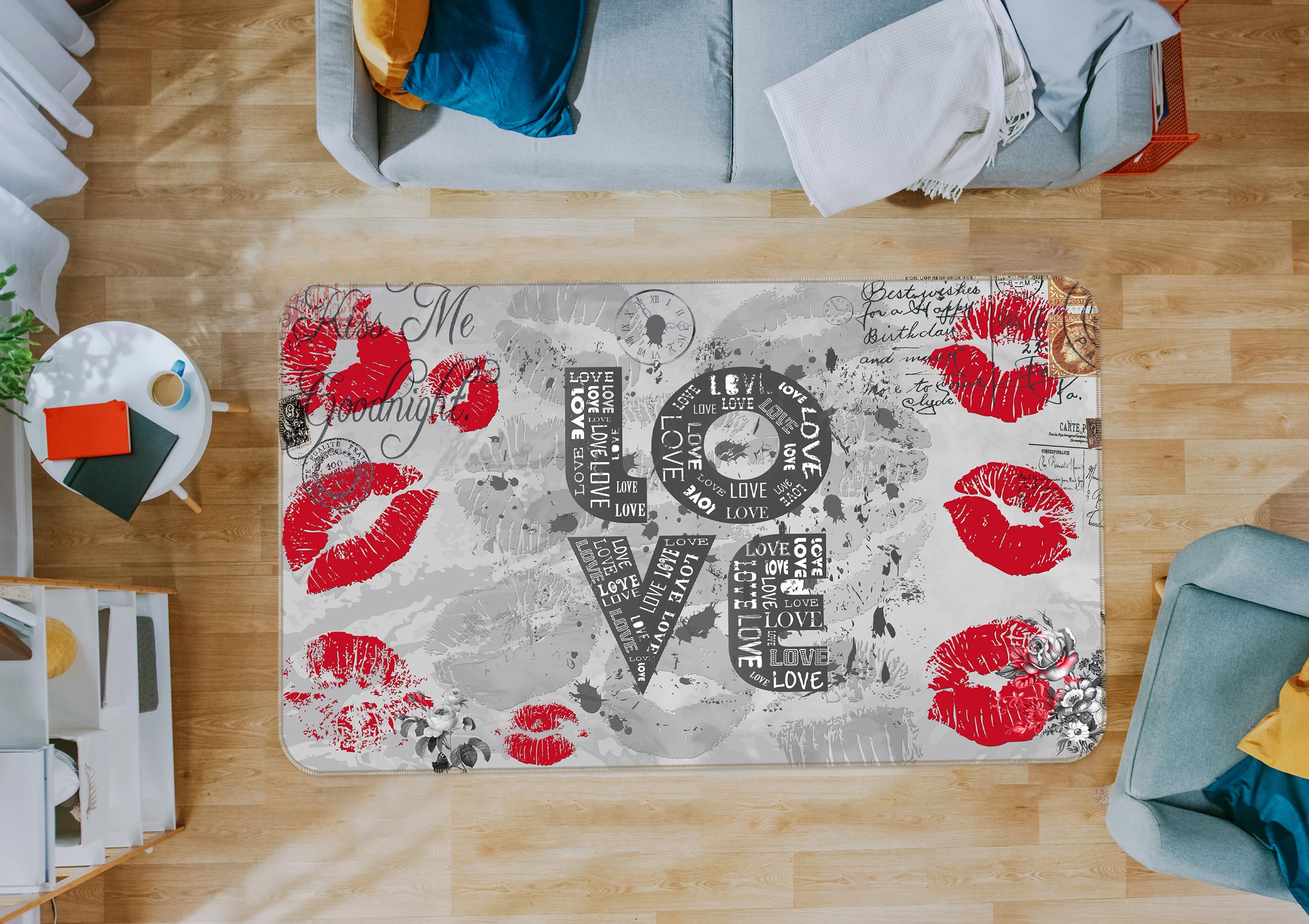 3D Red Lips 77020 Non Slip Rug Mat