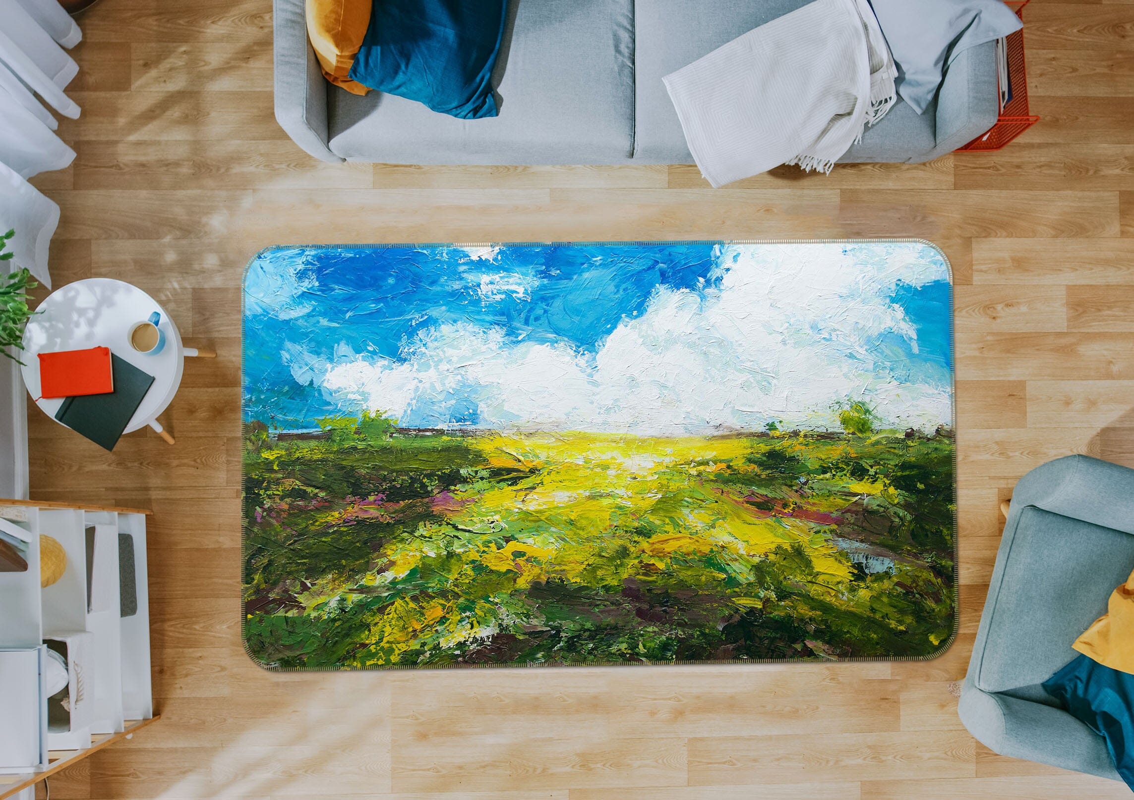 3D Blue Sky Grassland 1100 Allan P. Friedlander Rug Non Slip Rug Mat Mat AJ Creativity Home