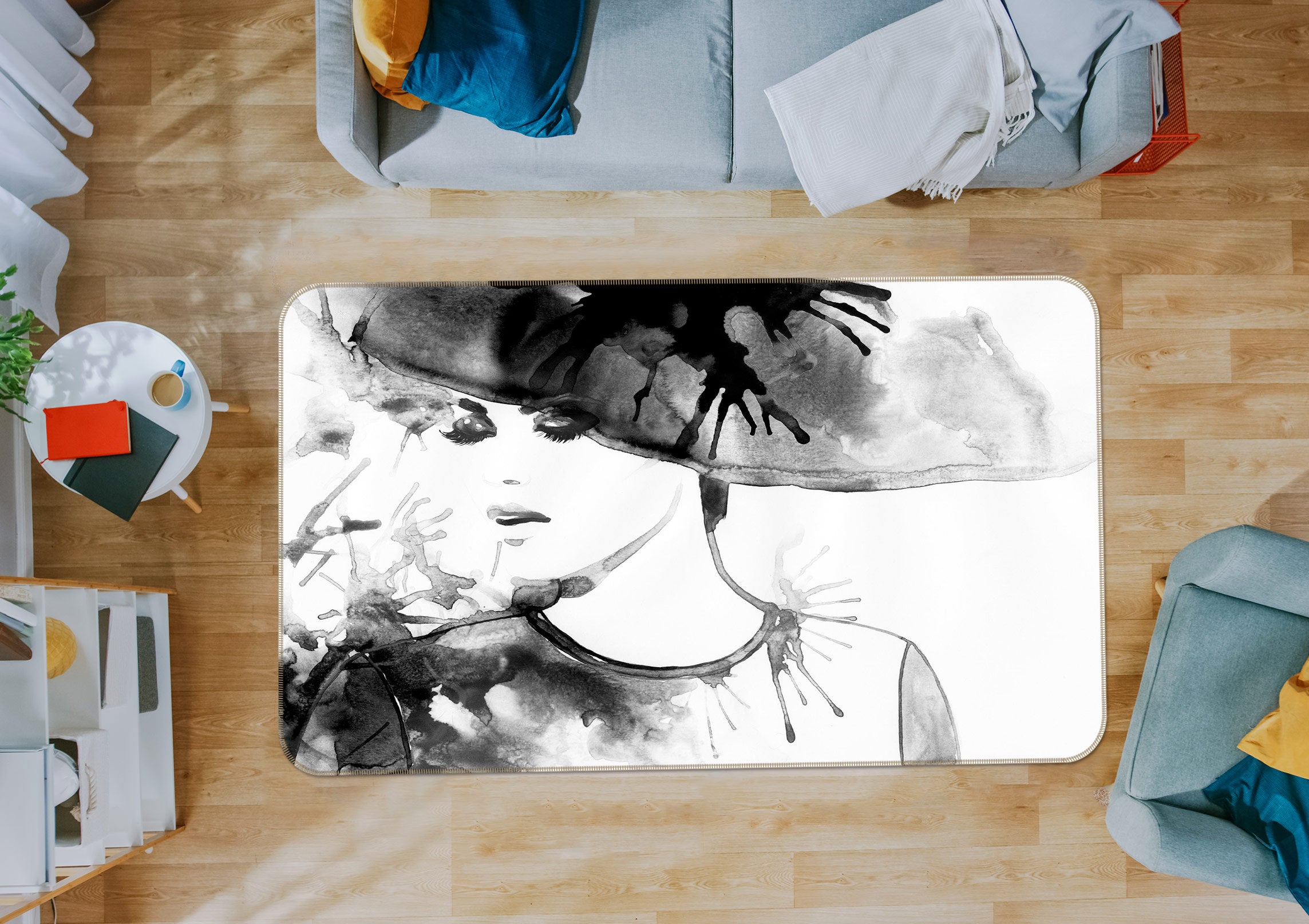3D Graffiti Lady 1015 Non Slip Rug Mat