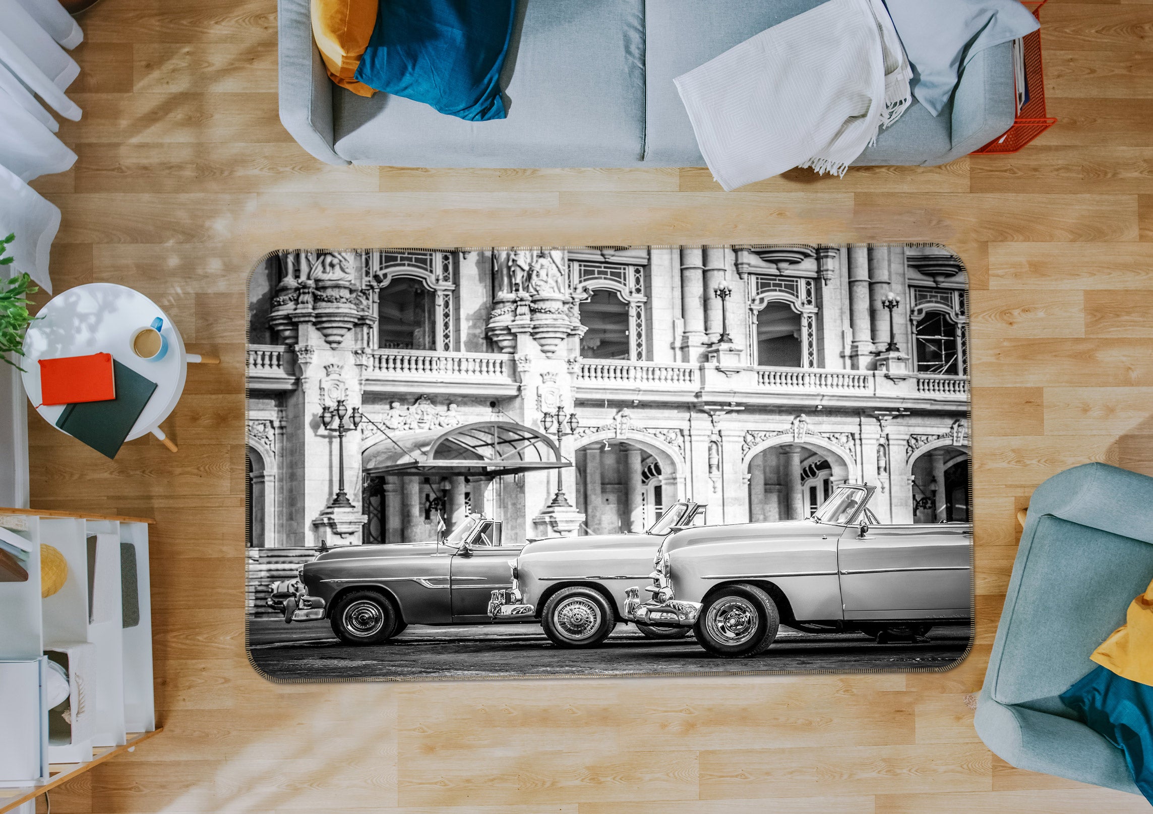 3D Black Gray Construction Car 67231 Vehicle Non Slip Rug Mat