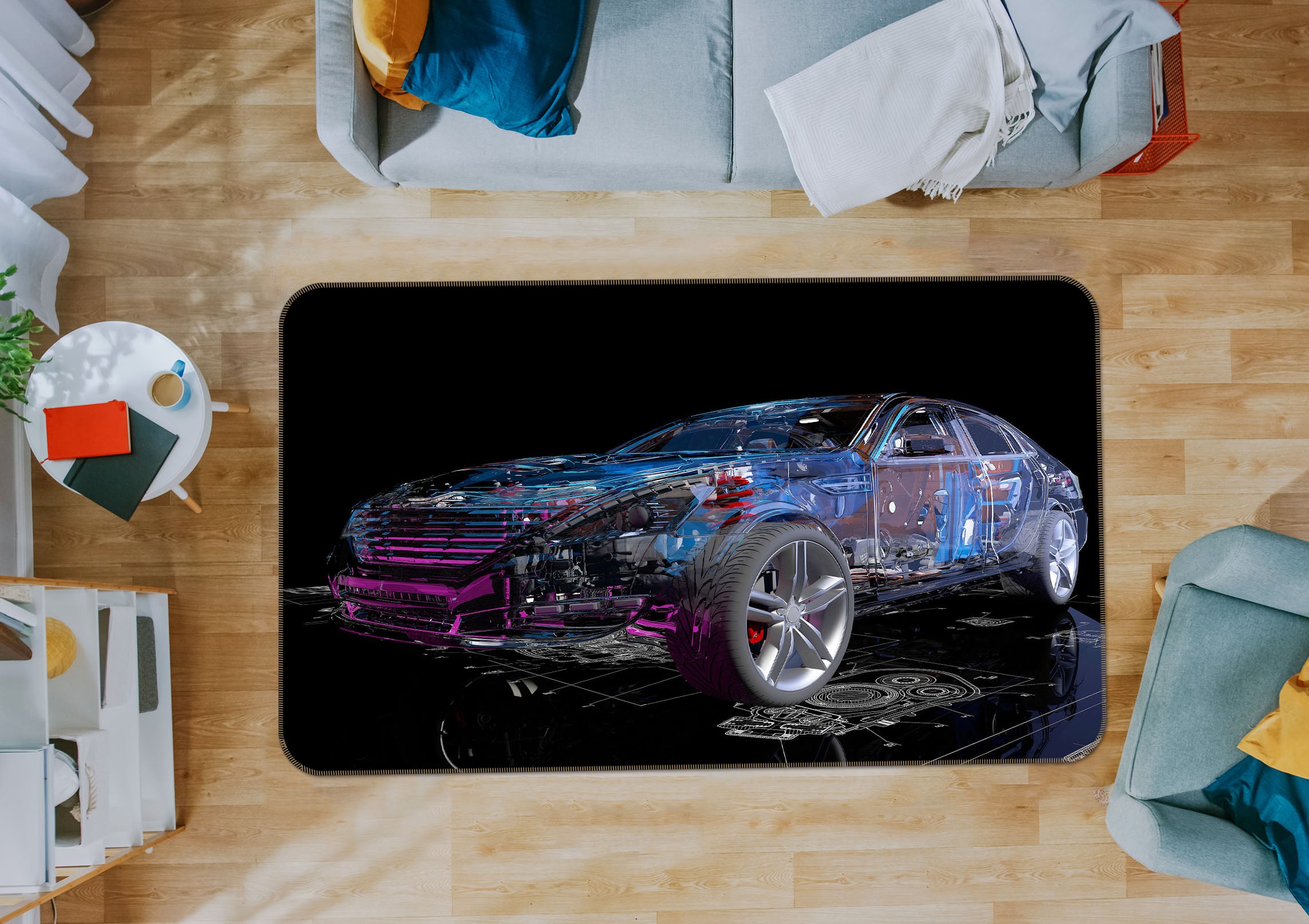 3D Transparent Car 42114 Vehicle Non Slip Rug Mat