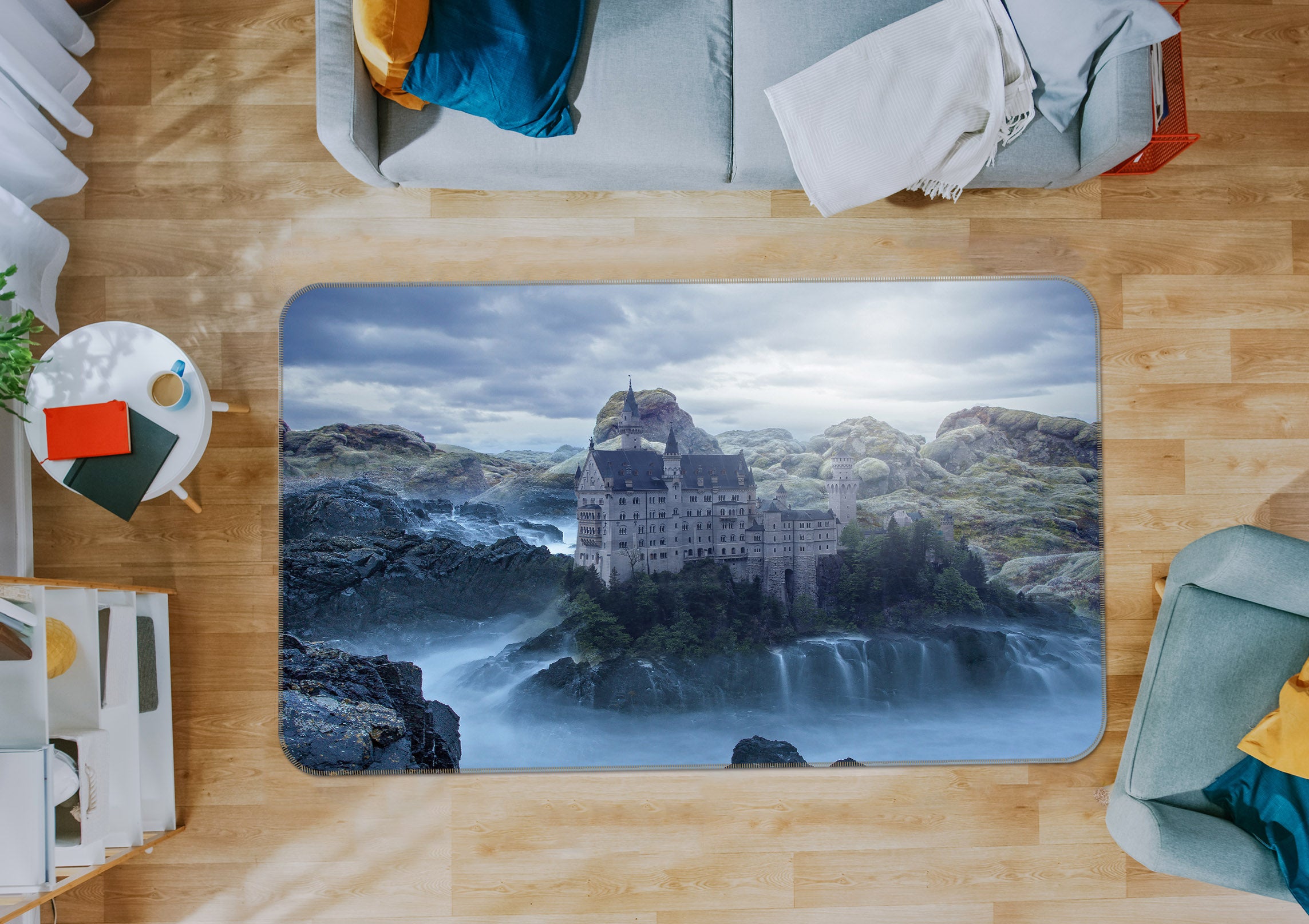 3D Waterfall Mountain 36129 Non Slip Rug Mat