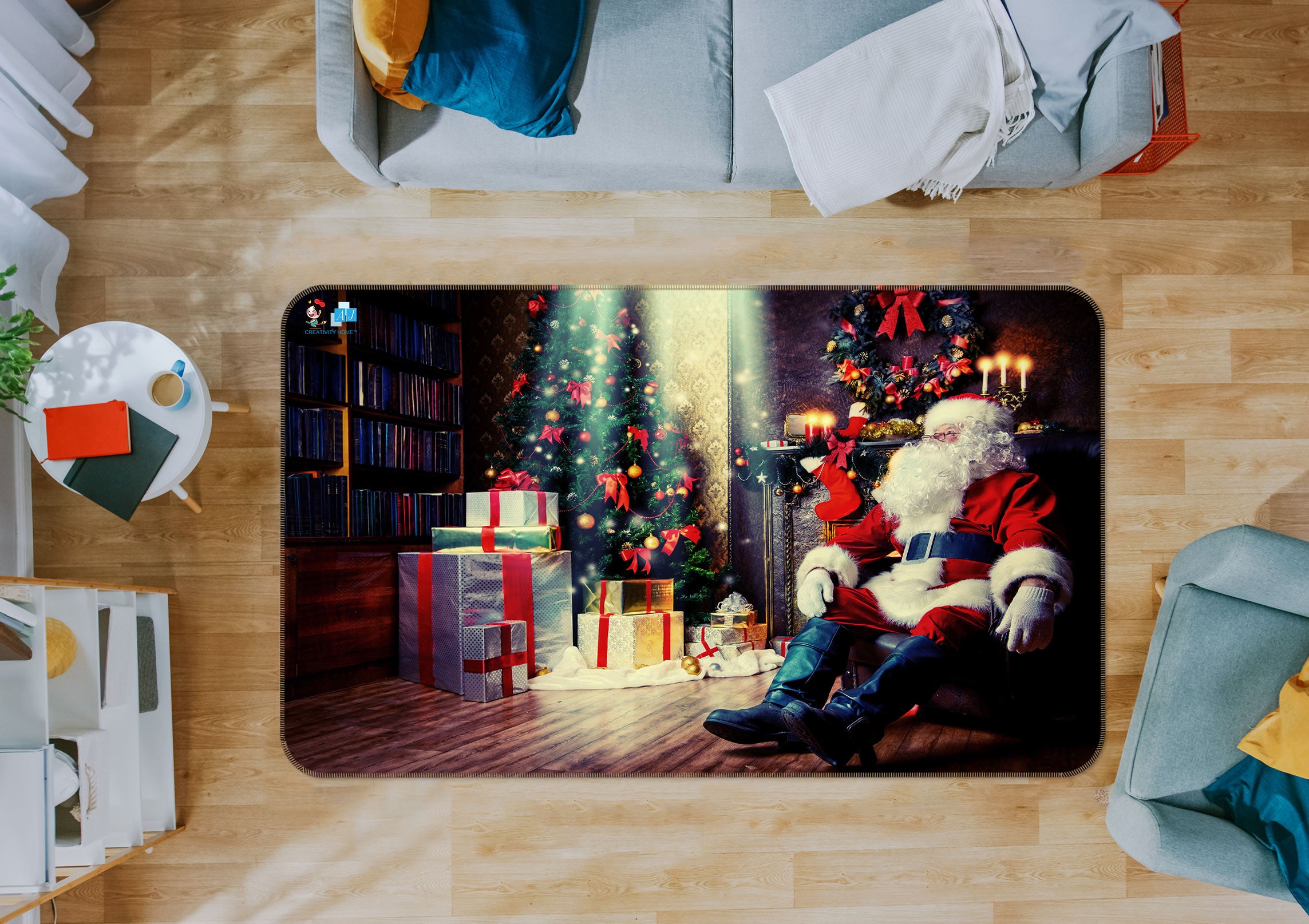 3D Santa Gift 54219 Christmas Non Slip Rug Mat Xmas