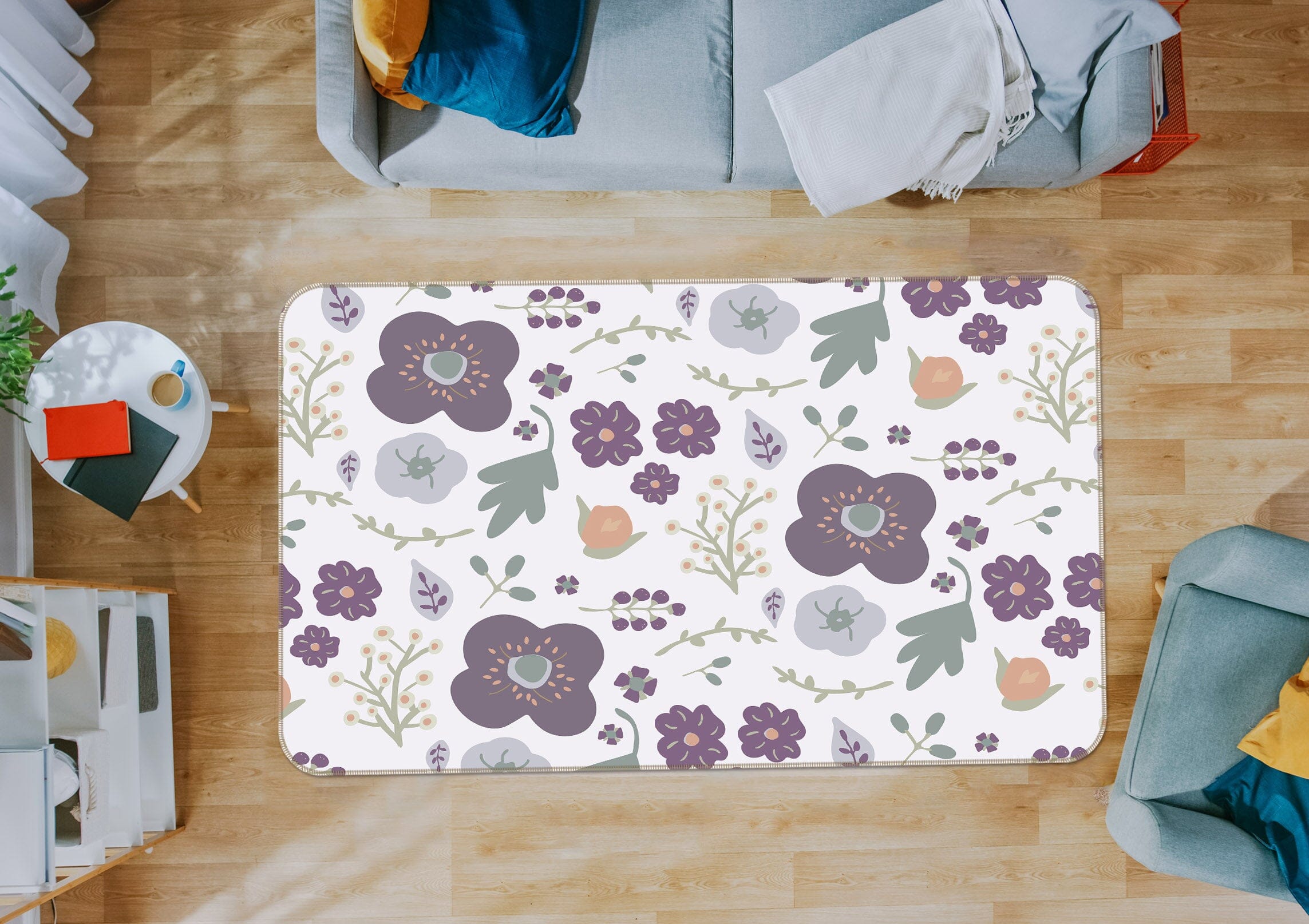 3D Flower Pattern 1102 Jillian Helvey Rug Non Slip Rug Mat Mat AJ Creativity Home