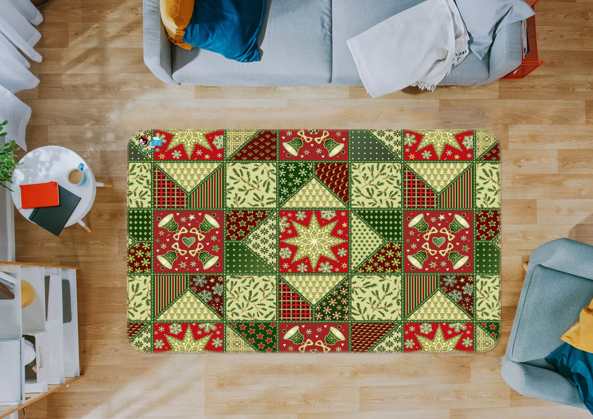 3D Green Pattern 54247 Christmas Non Slip Rug Mat Xmas