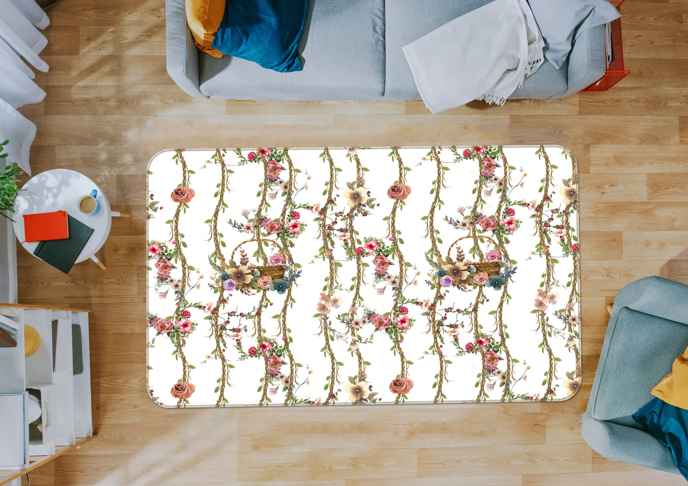 3D Flower Vine 65129 Non Slip Rug Mat