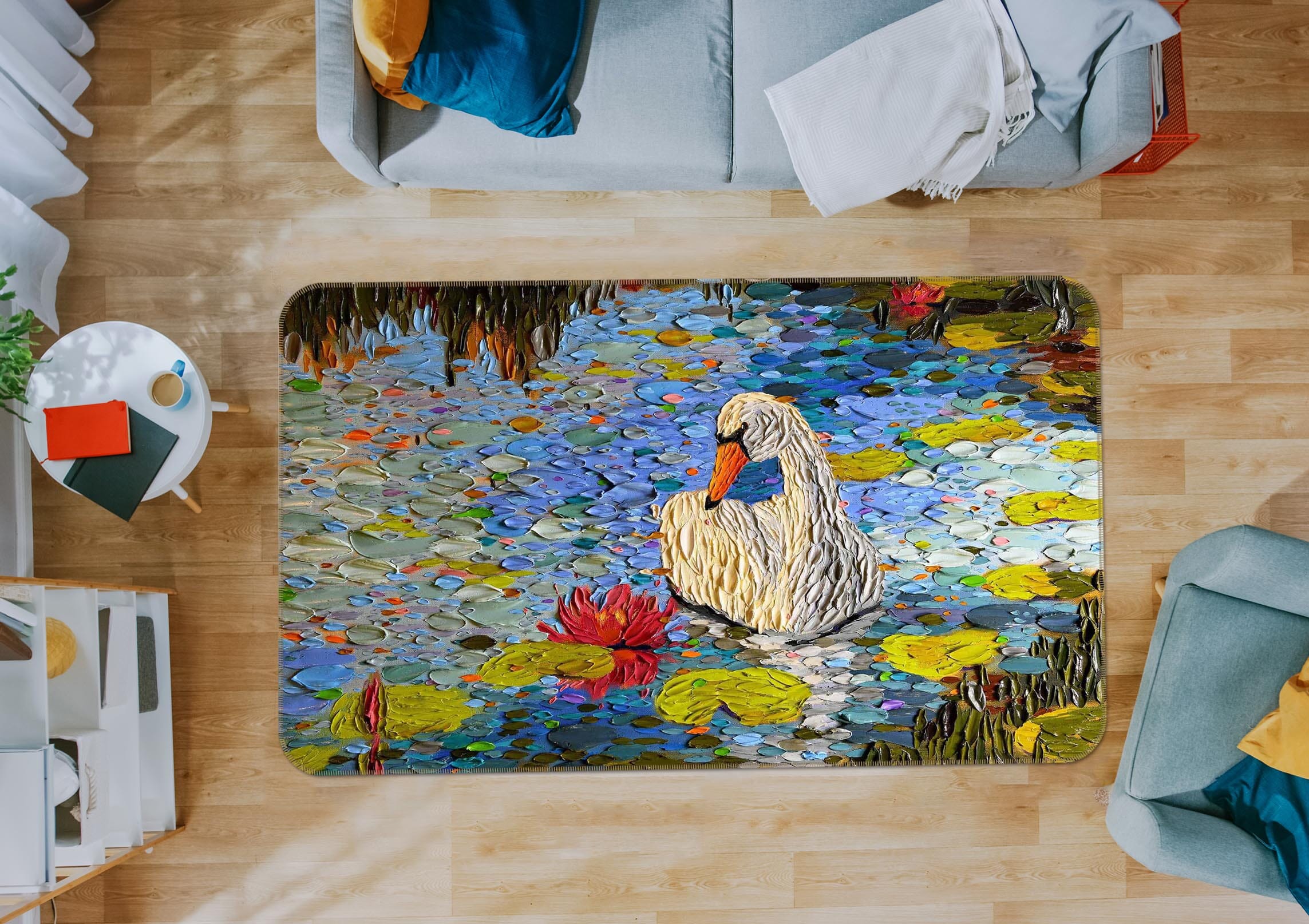 3D Swan Lake 1015 Dena Tollefson Rug Non Slip Rug Mat Mat AJ Creativity Home