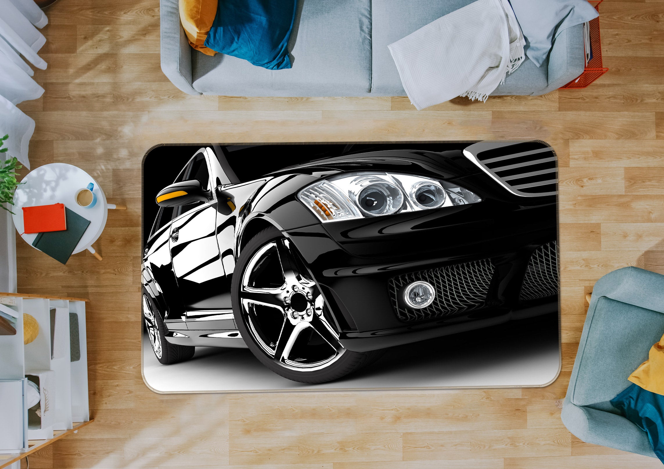 3D Black Car 67199 Vehicle Non Slip Rug Mat