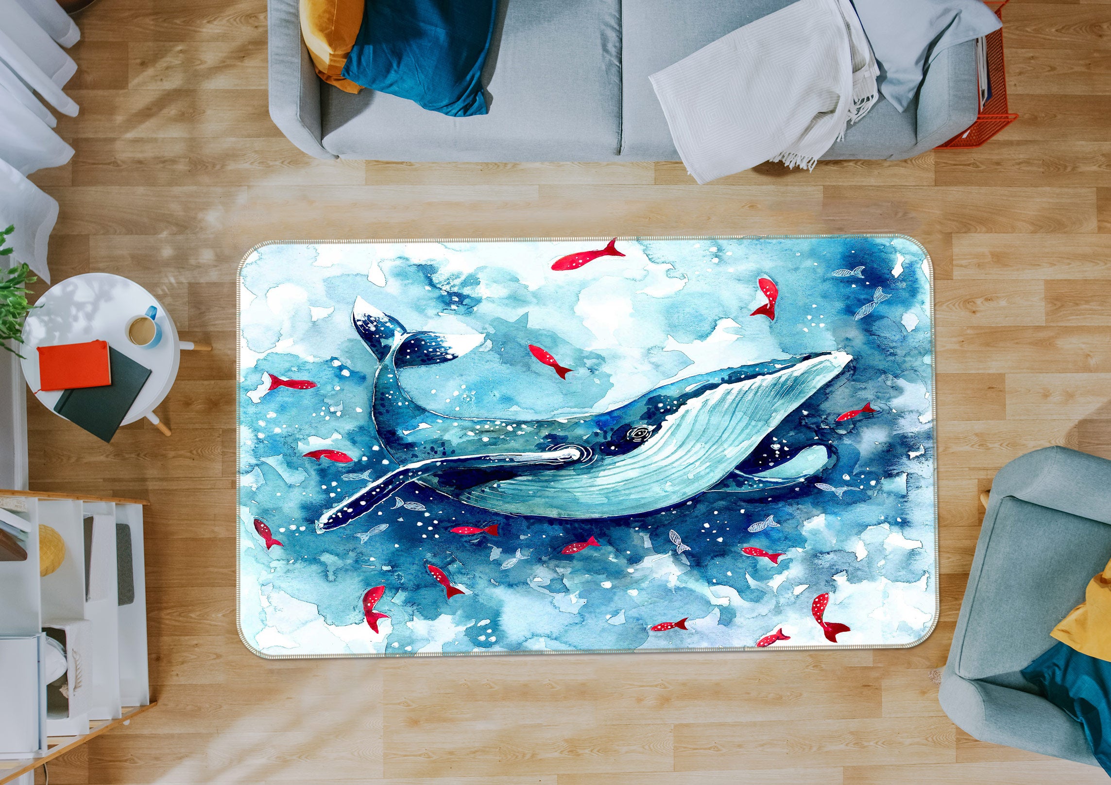 3D Blue Whale 1029 Non Slip Rug Mat