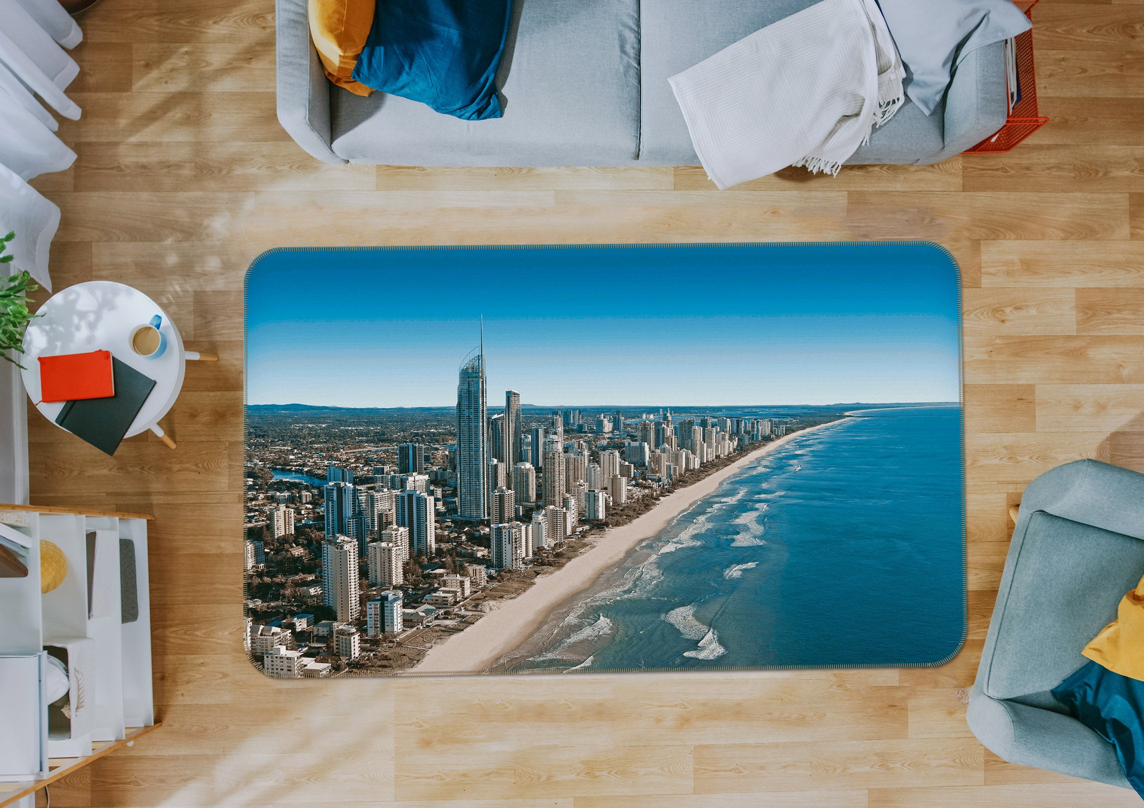 3D Seaside City 35187 Non Slip Rug Mat