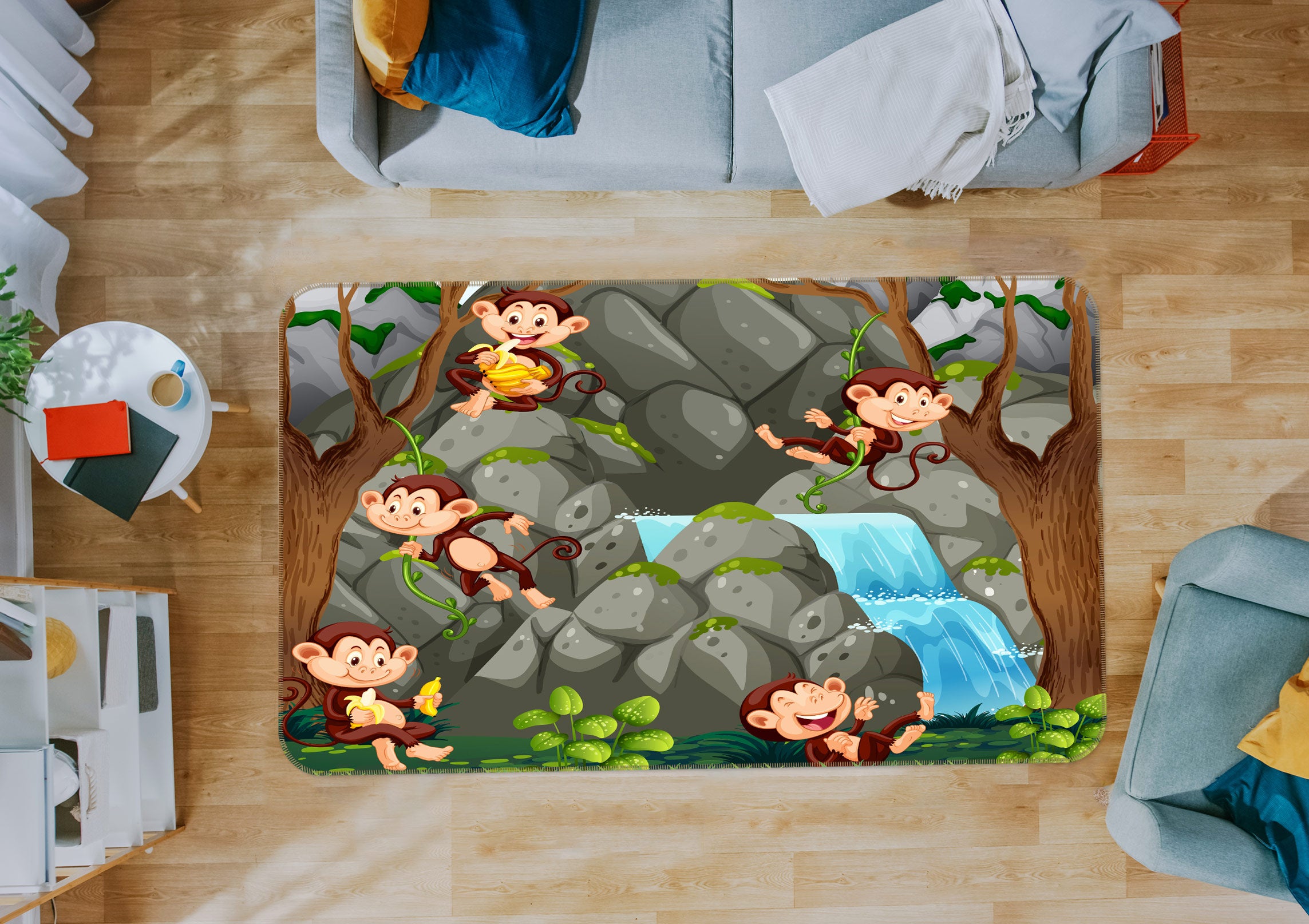 3D Cartoons Monkey Stone 30077 Non Slip Rug Mat