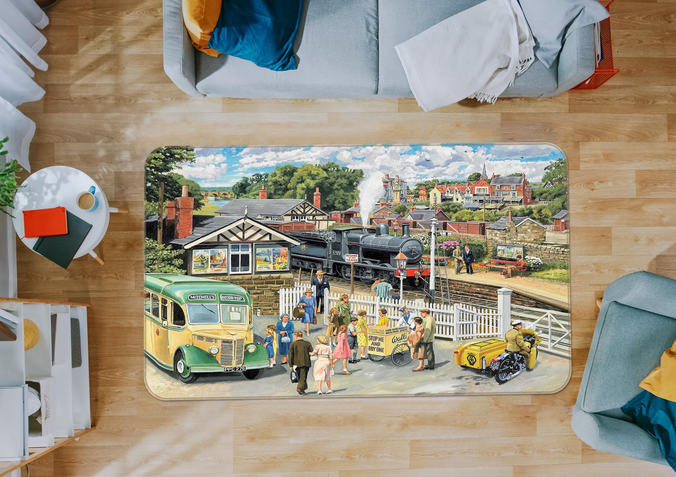 3D Ice Cream Station 1099 Trevor Mitchell Rug Non Slip Rug Mat Mat AJ Creativity Home