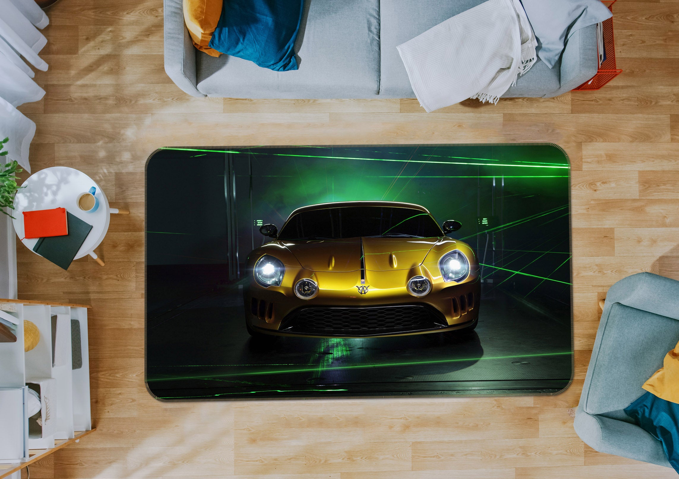 3D Golden Car 42057 Vehicle Non Slip Rug Mat