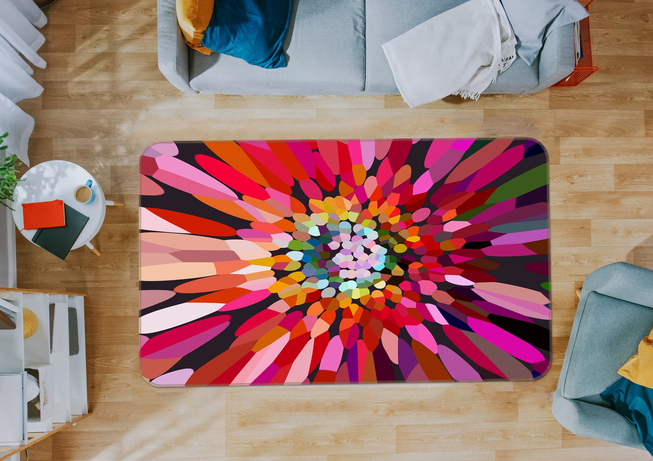 3D Pink Flower Horizontal 70047 Shandra Smith Rug Non Slip Rug Mat