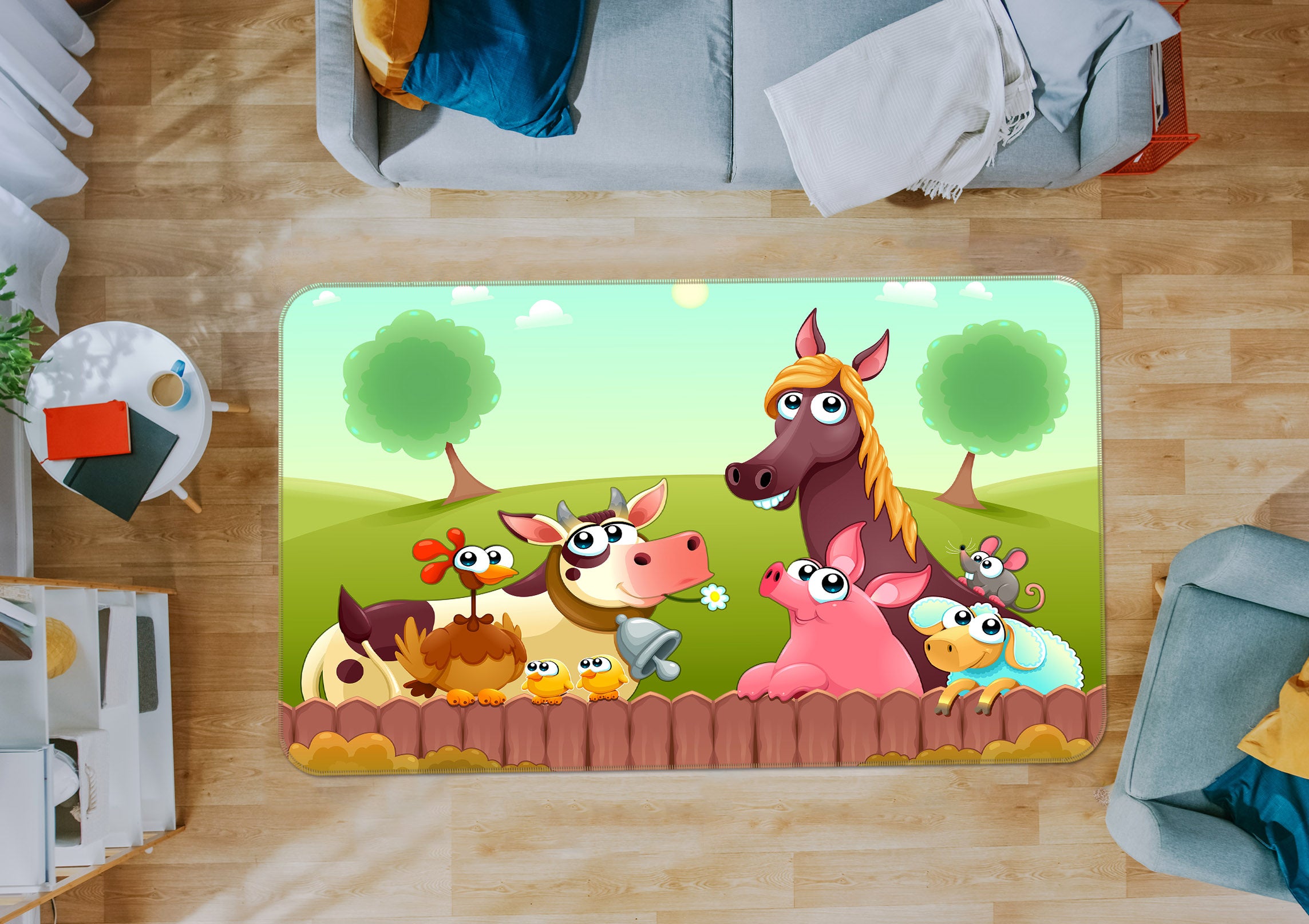 3D Pasture Animals 36141 Non Slip Rug Mat