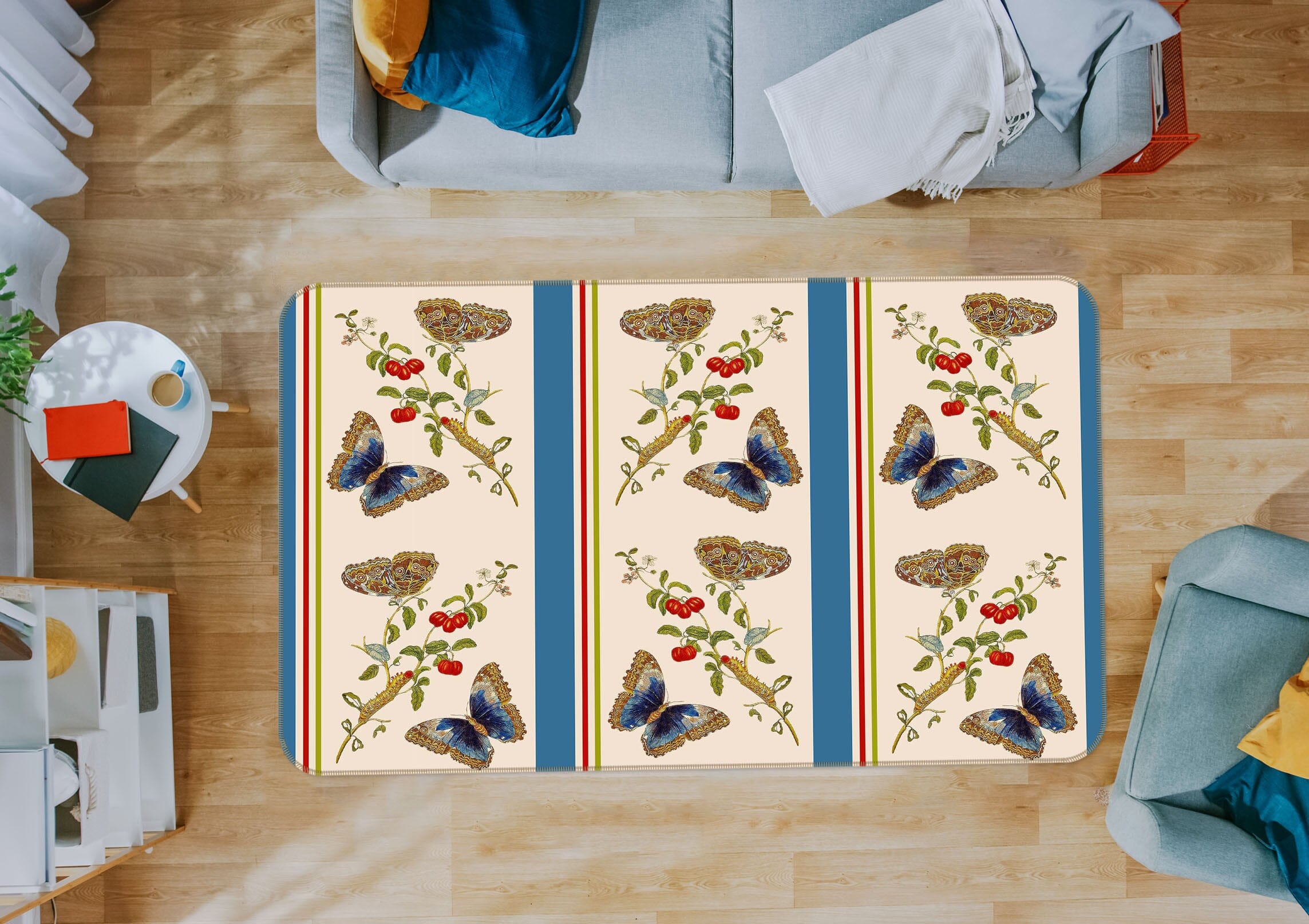 3D Butterfly Flying 166 Uta Naumann Rug Non Slip Rug Mat Mat AJ Creativity Home