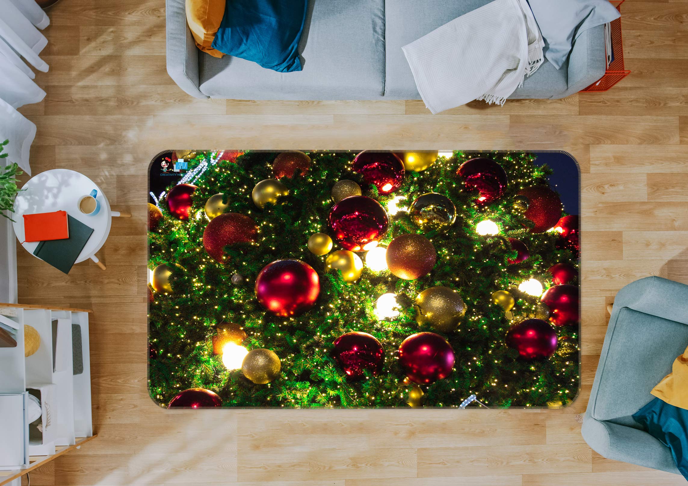 3D Ball 54254 Christmas Non Slip Rug Mat Xmas
