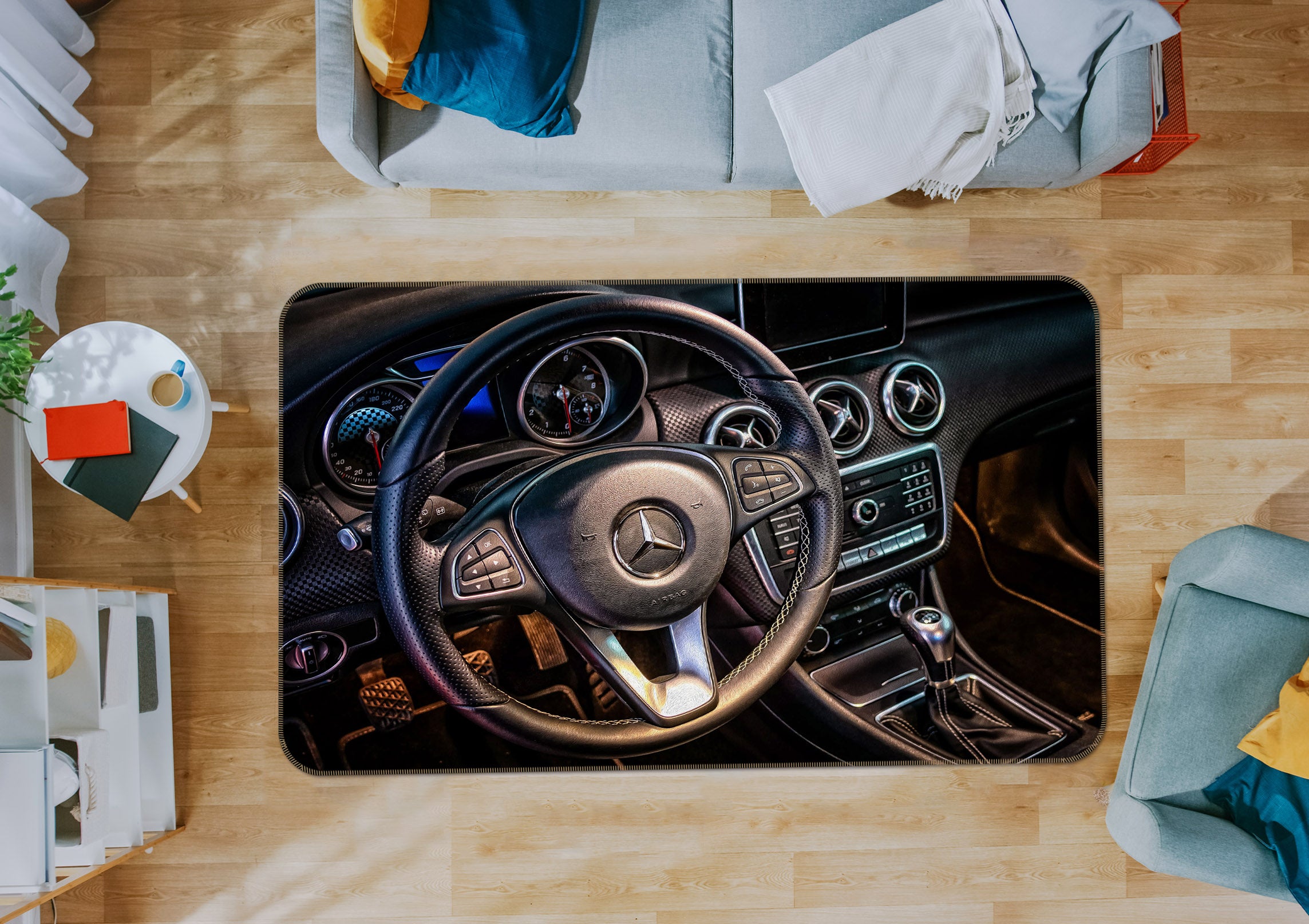 3D Car Steering Wheel 42055 Vehicle Non Slip Rug Mat