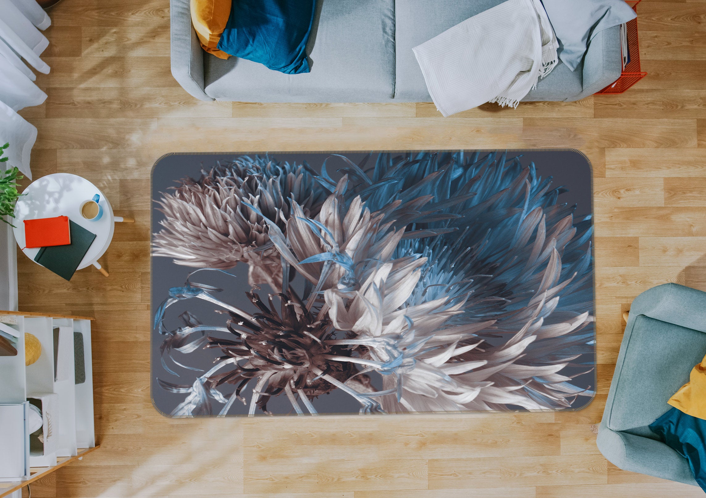 3D Chrysanthemum 37092 Non Slip Rug Mat