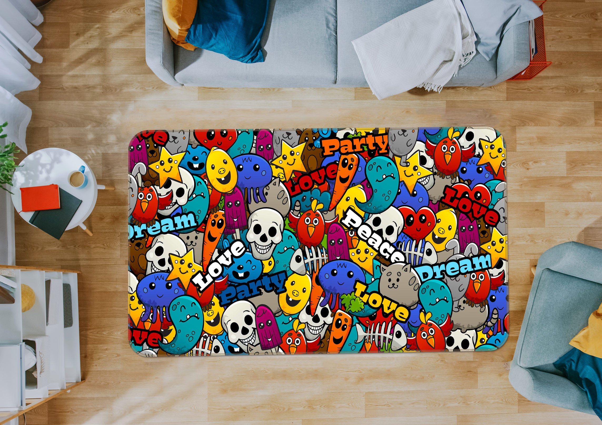 3D Color Pattern 26223 Non Slip Rug Mat