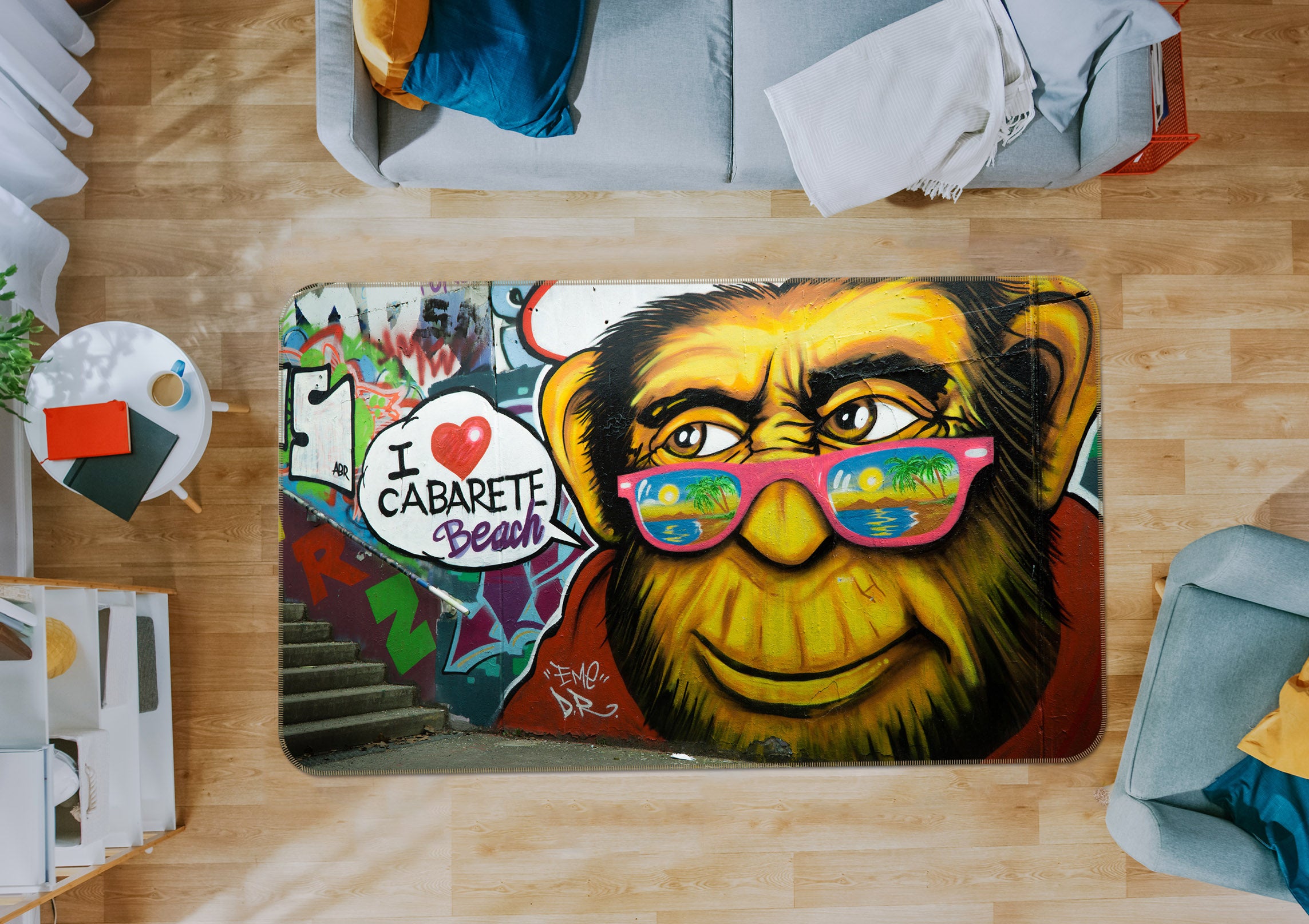 3D Monkey Glasses 65103 Non Slip Rug Mat