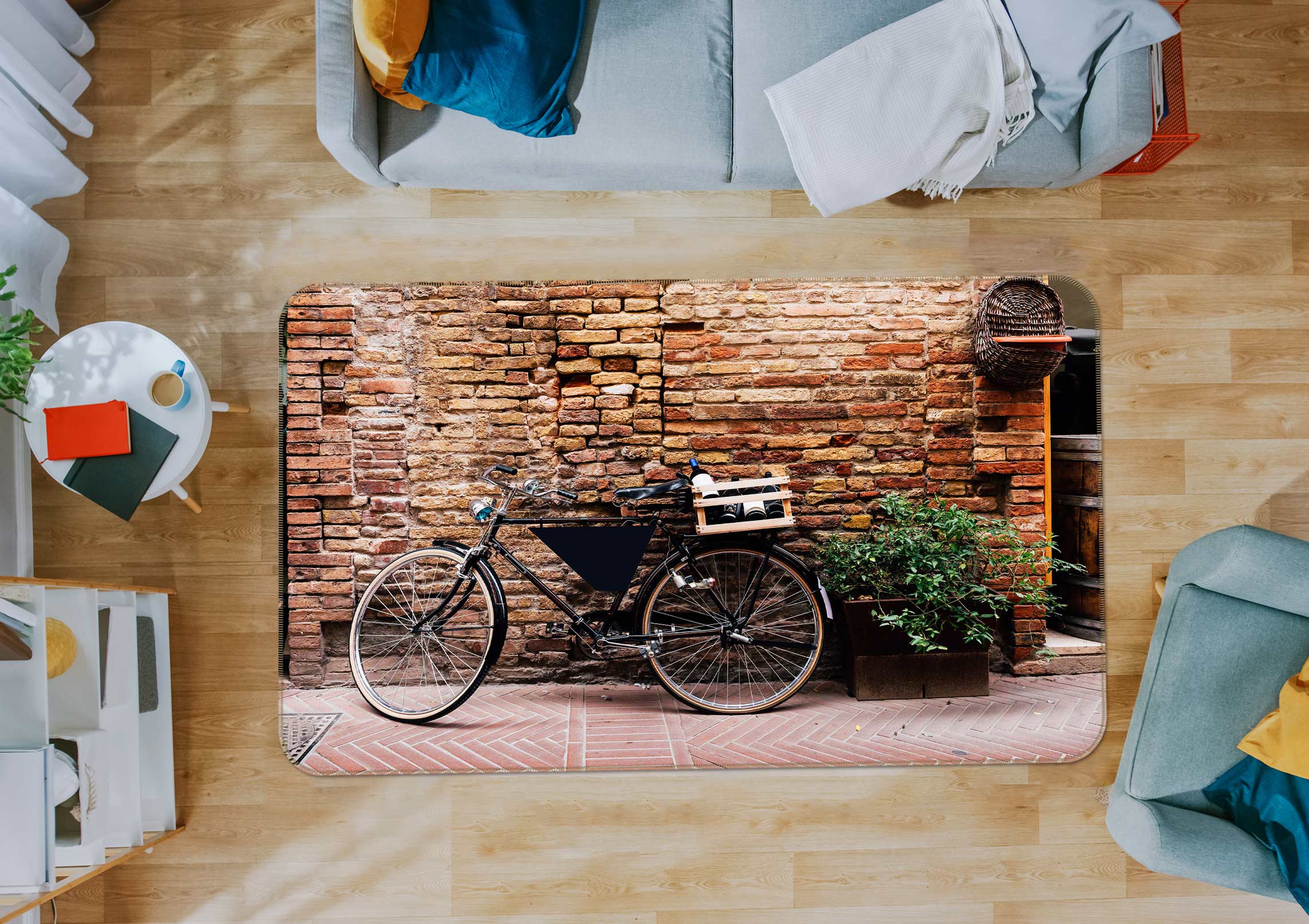 3D Brick Wall Bicycle 68014 Vehicle Non Slip Rug Mat