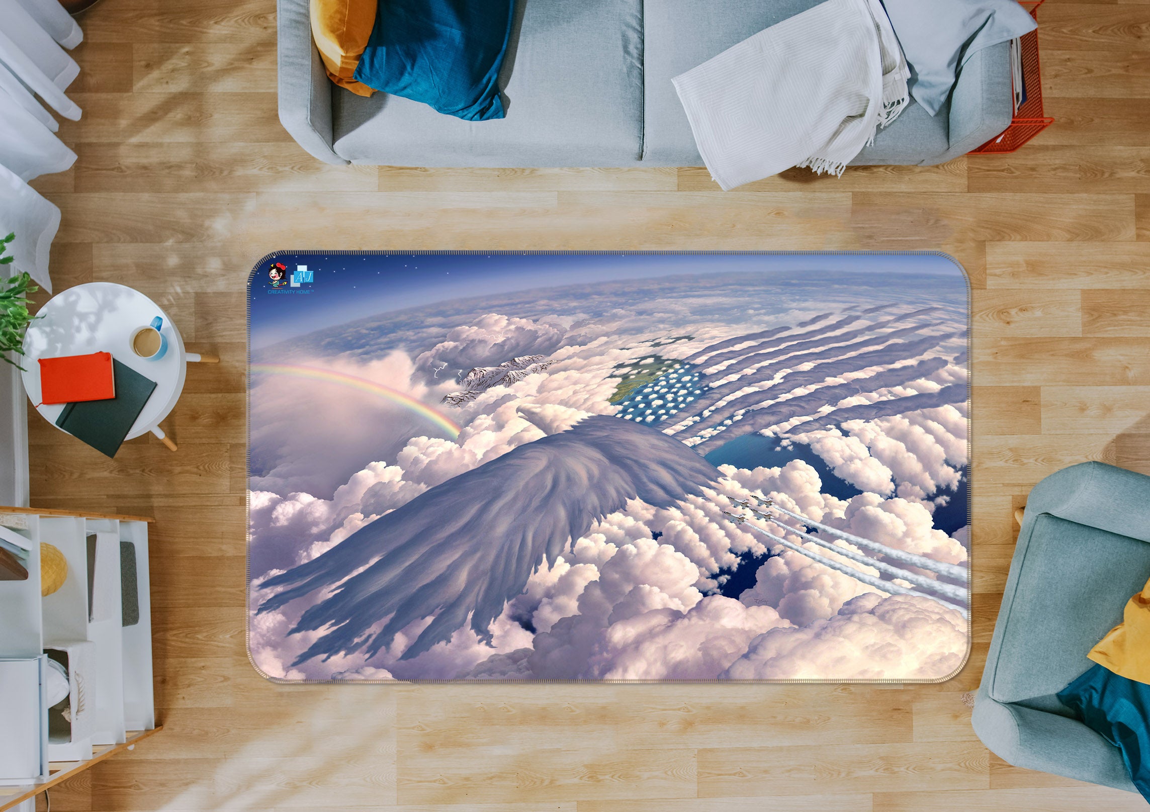 3D Clouds 85074 Jerry LoFaro Rug Non Slip Rug Mat
