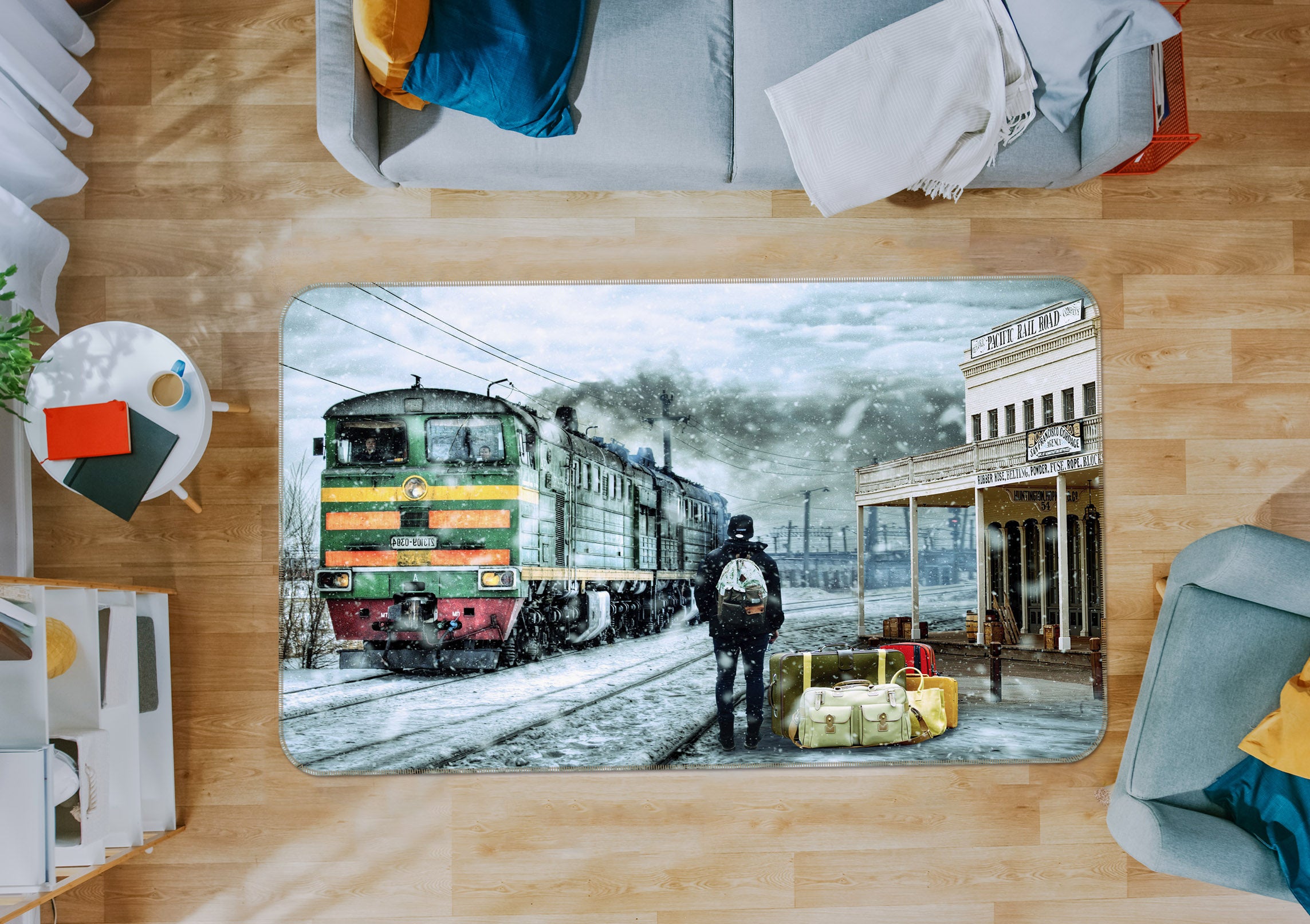 3D Station Train 42068 Vehicle Non Slip Rug Mat