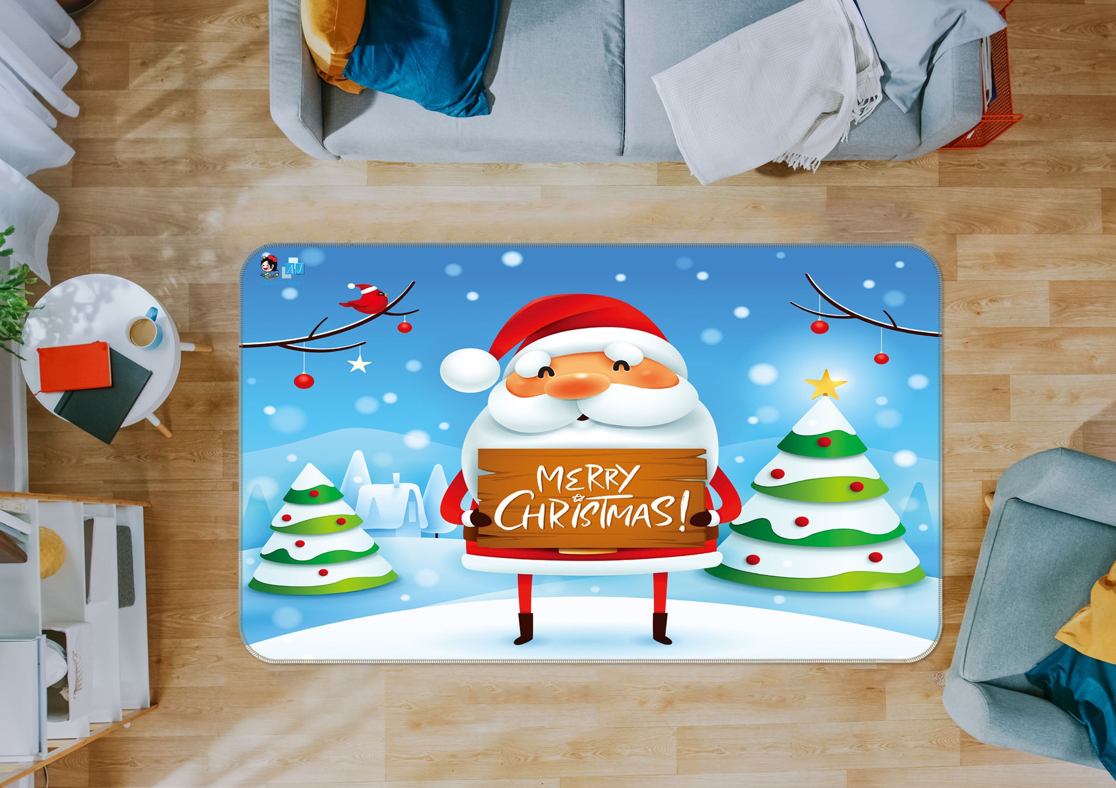 3D Santa Claus 55100 Christmas Non Slip Rug Mat Xmas