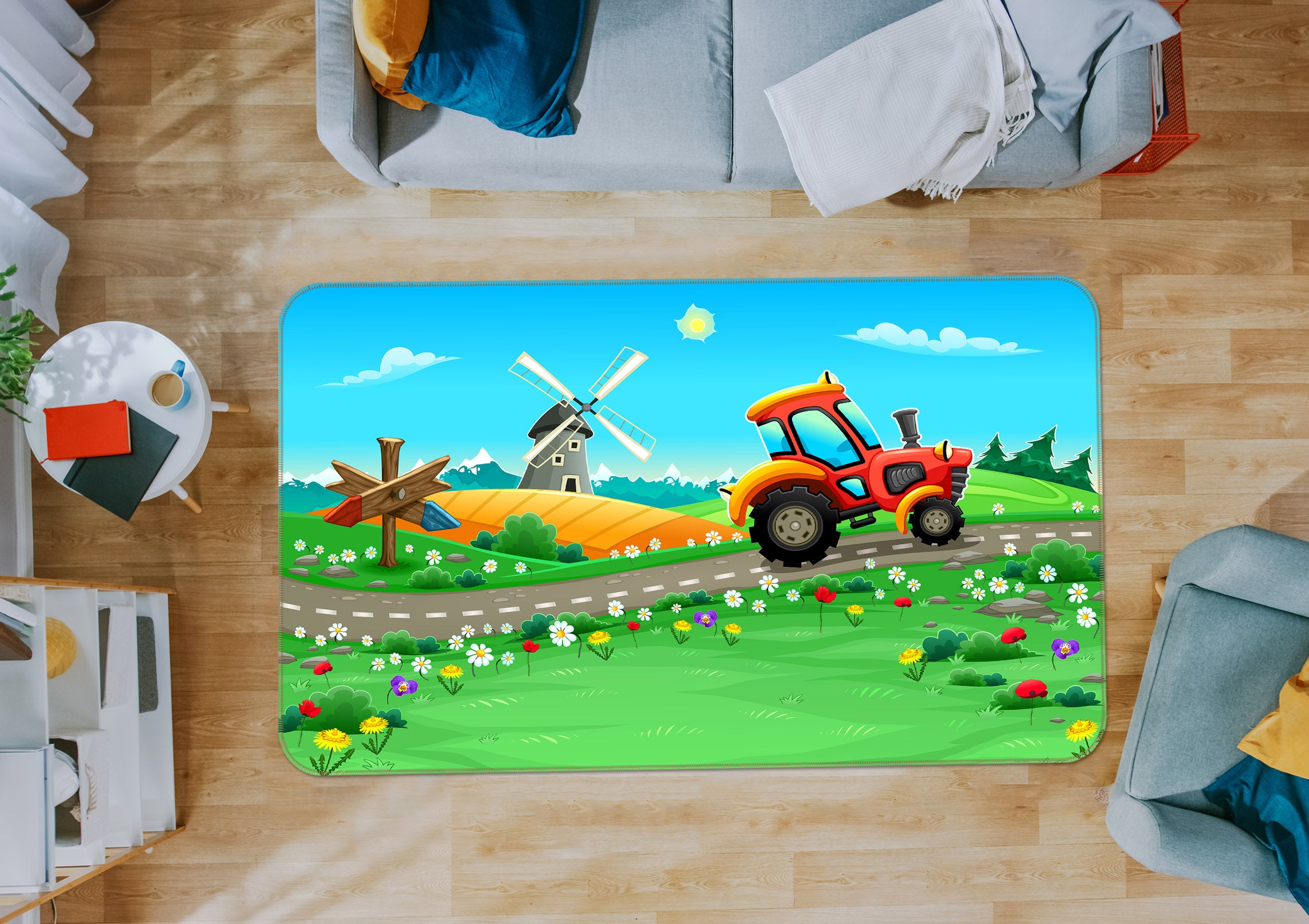 3D Car Windmill 36139 Non Slip Rug Mat