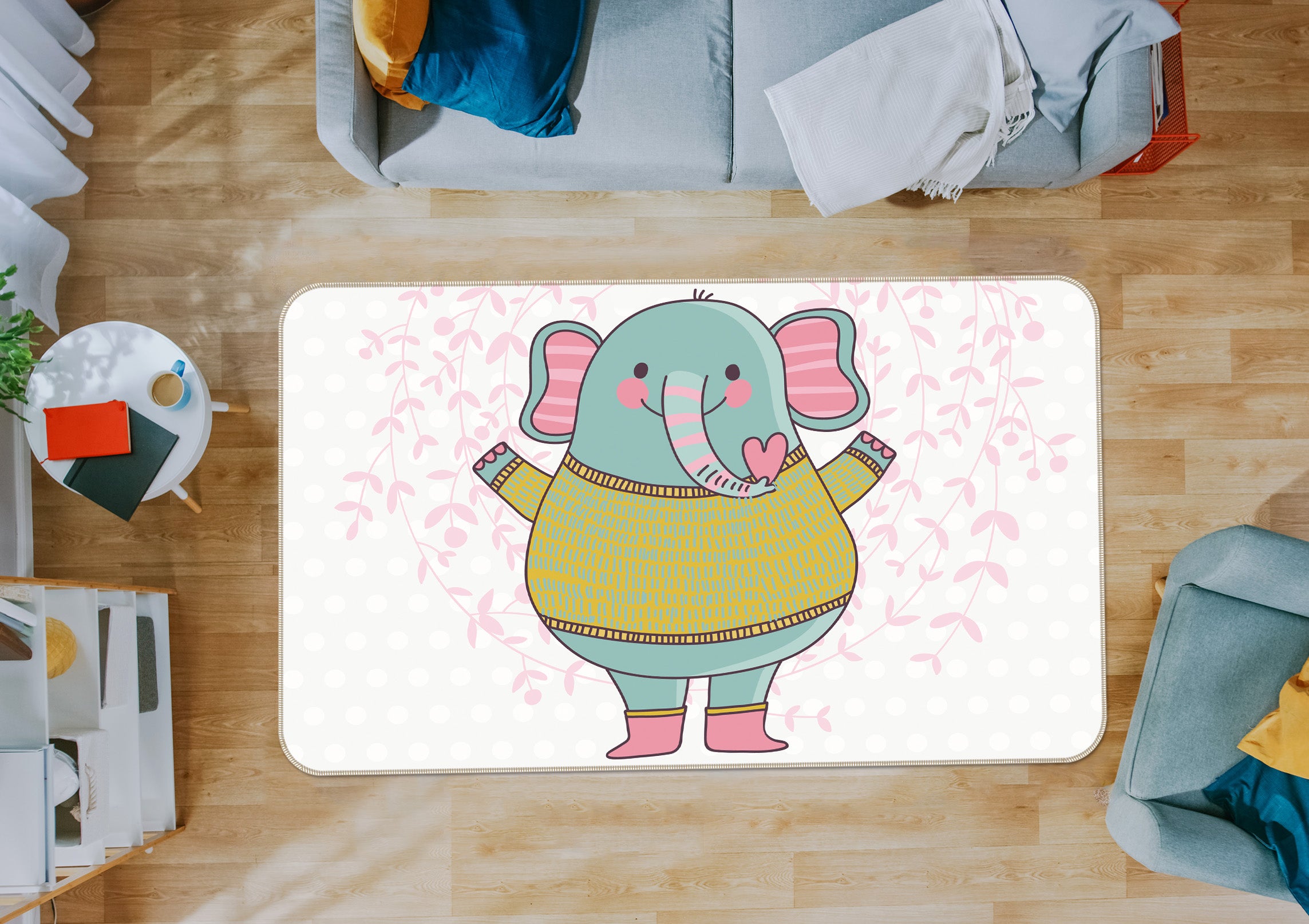 3D Elephant 36057 Non Slip Rug Mat