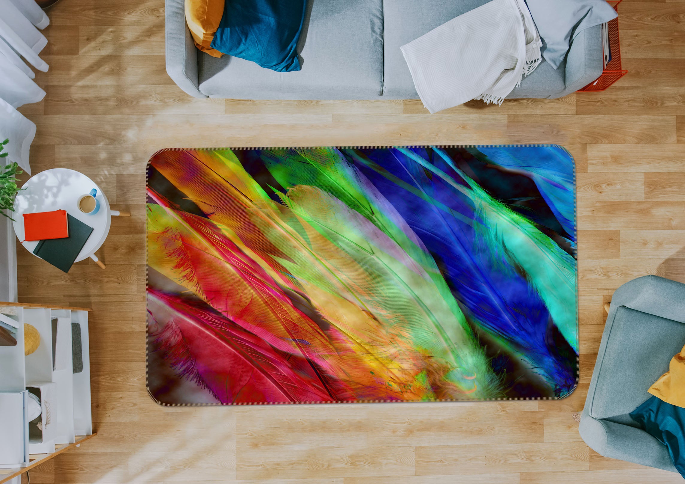 3D Colored Feathers 70041 Shandra Smith Rug Non Slip Rug Mat