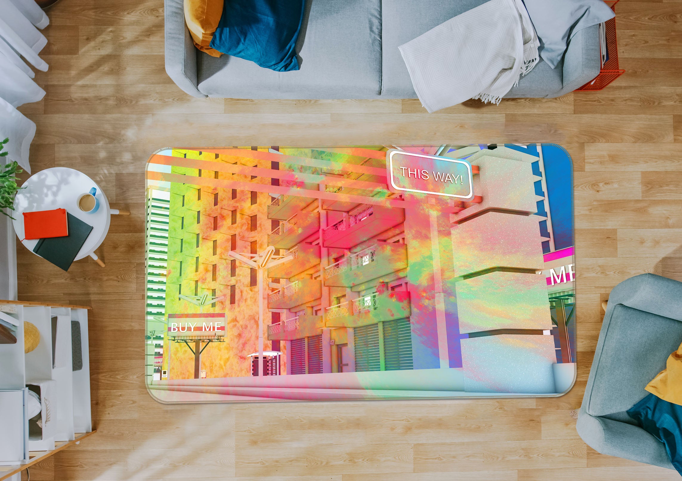 3D Color Building 36202 Non Slip Rug Mat