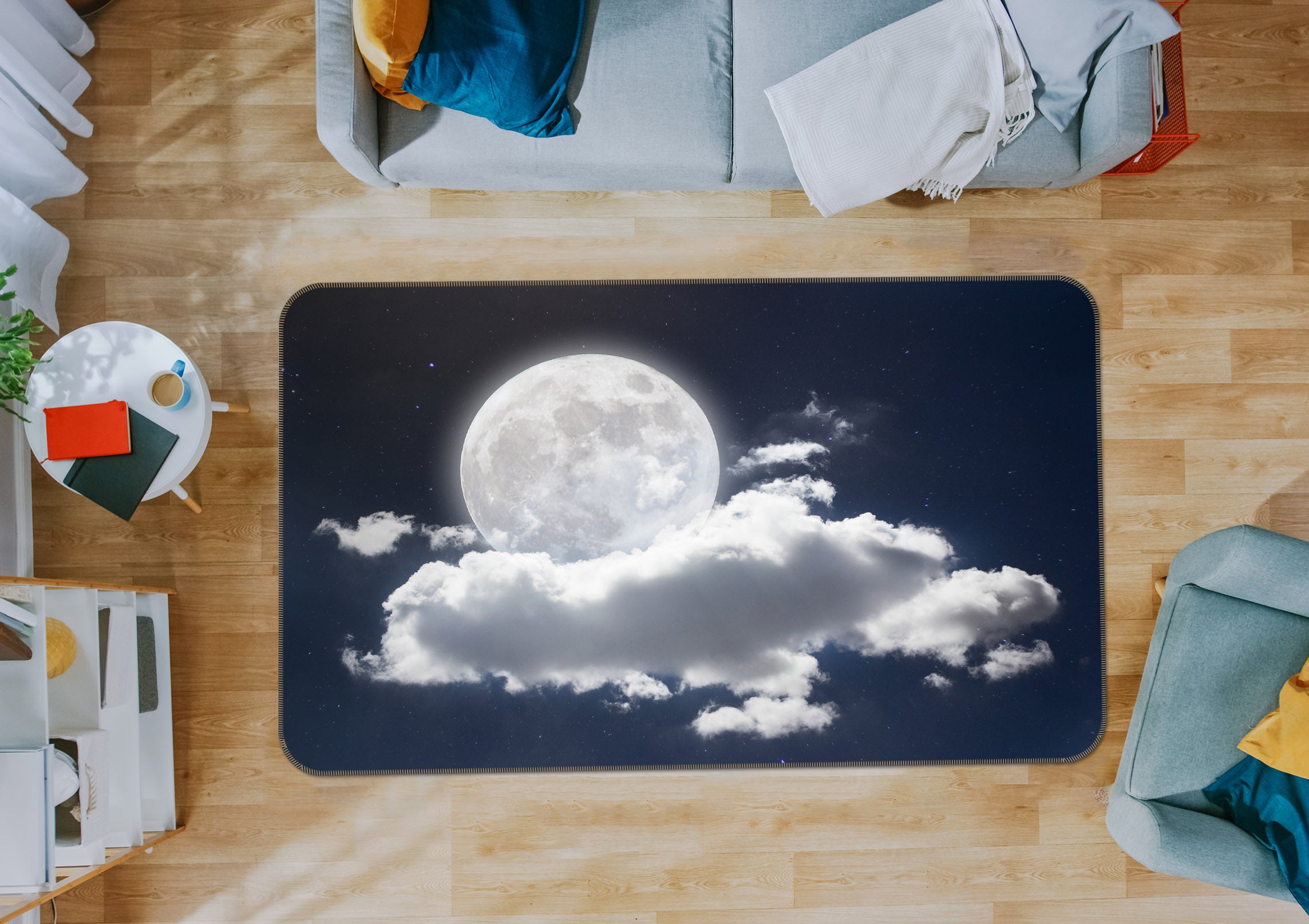 3D Moon Cloud 35111 Non Slip Rug Mat