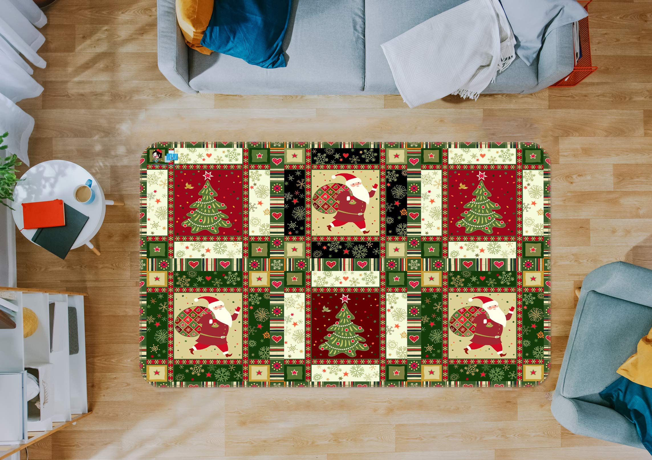 3D Tree Santa Claus 54244 Christmas Non Slip Rug Mat Xmas