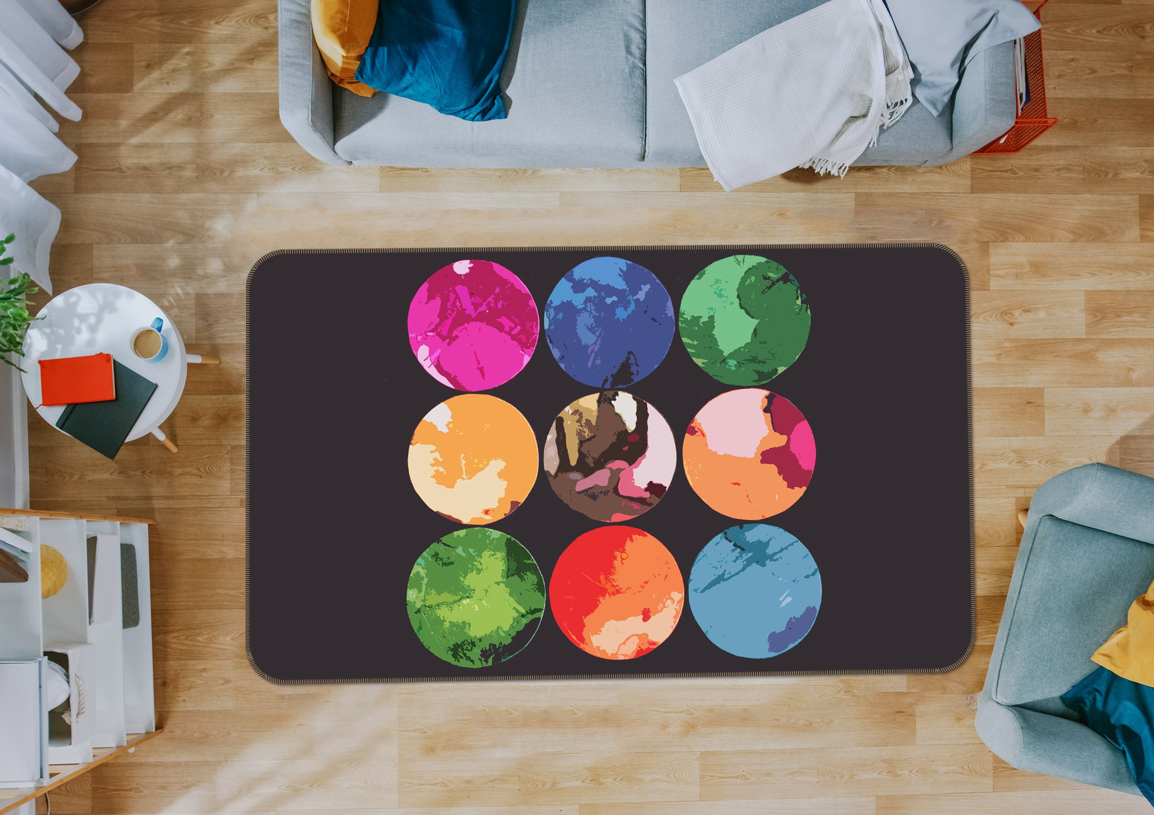 3D Color Circle 70051 Shandra Smith Rug Non Slip Rug Mat