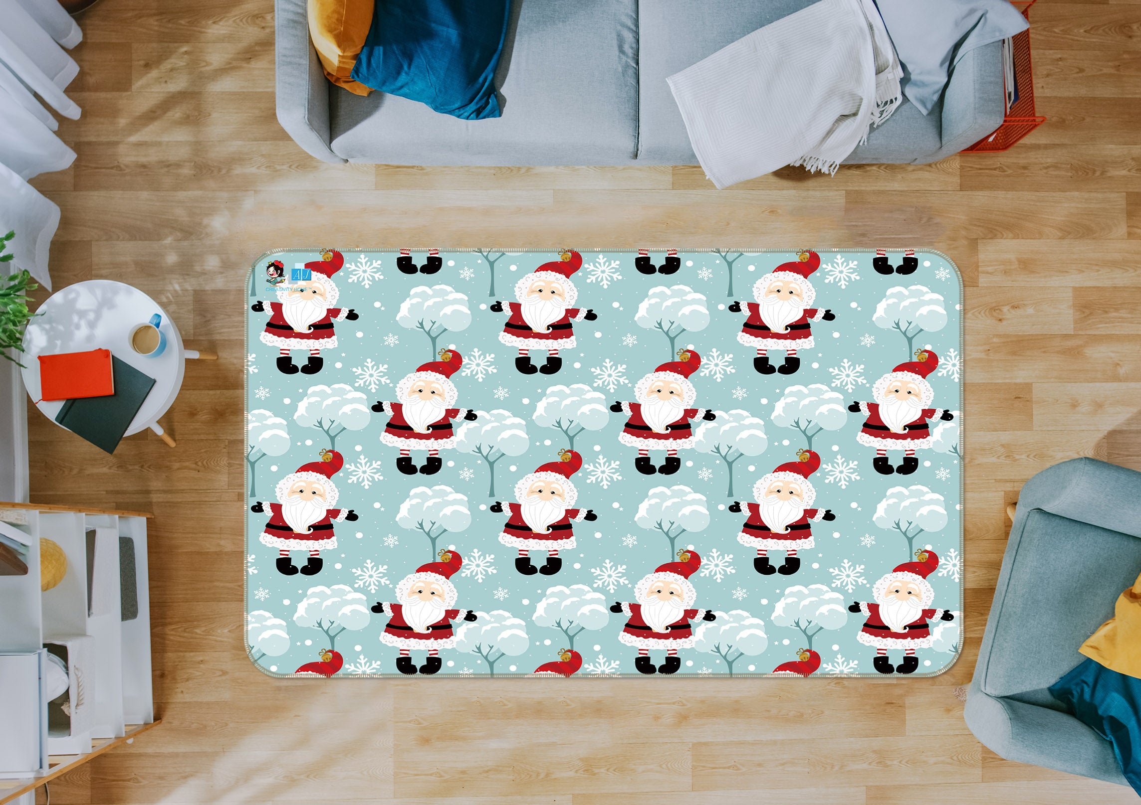 3D Santa Claus Pattern 55088 Christmas Non Slip Rug Mat Xmas