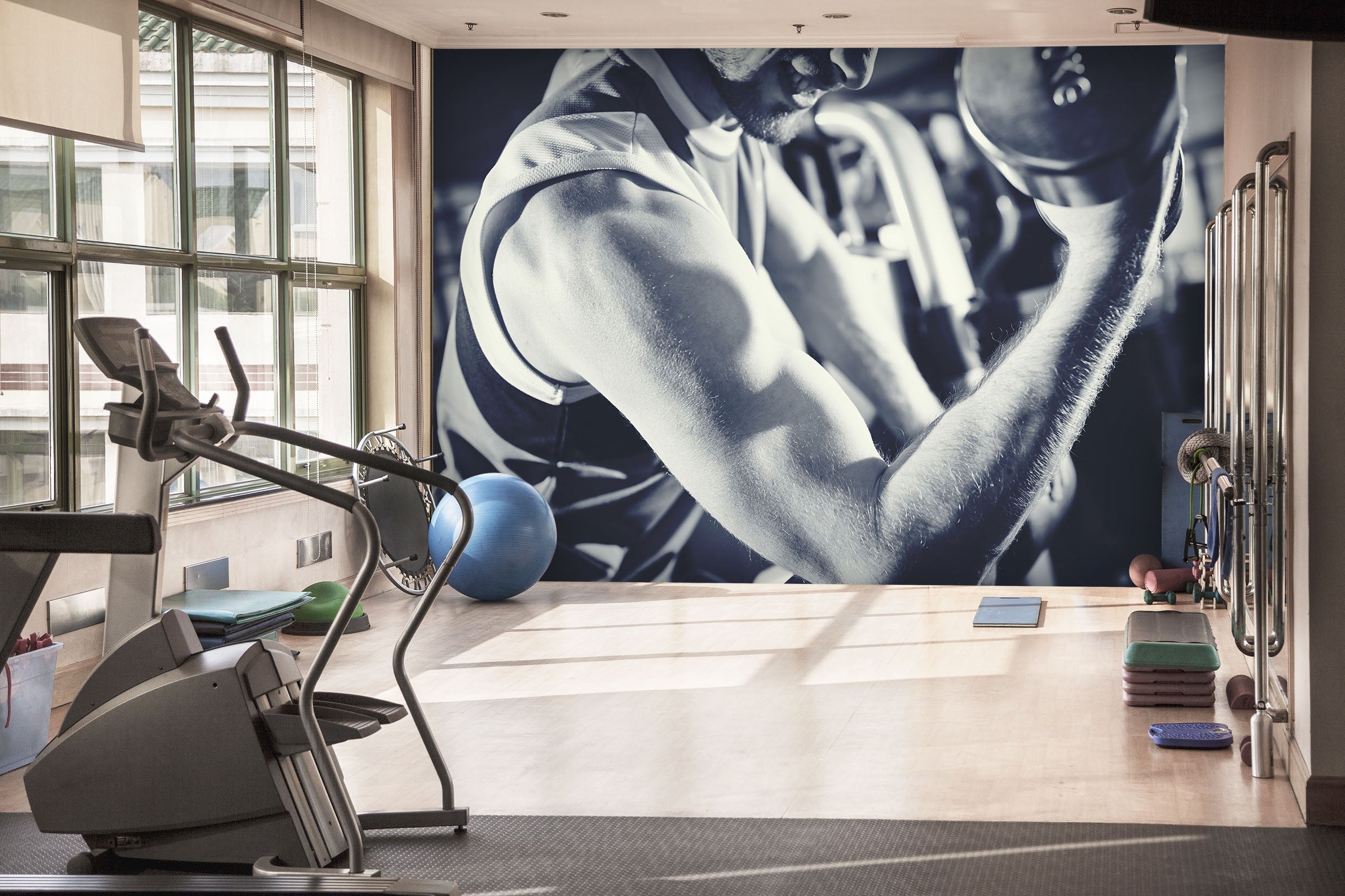 3D One-handed Dumbbell 046 Wall Murals Wallpaper AJ Wallpaper 2