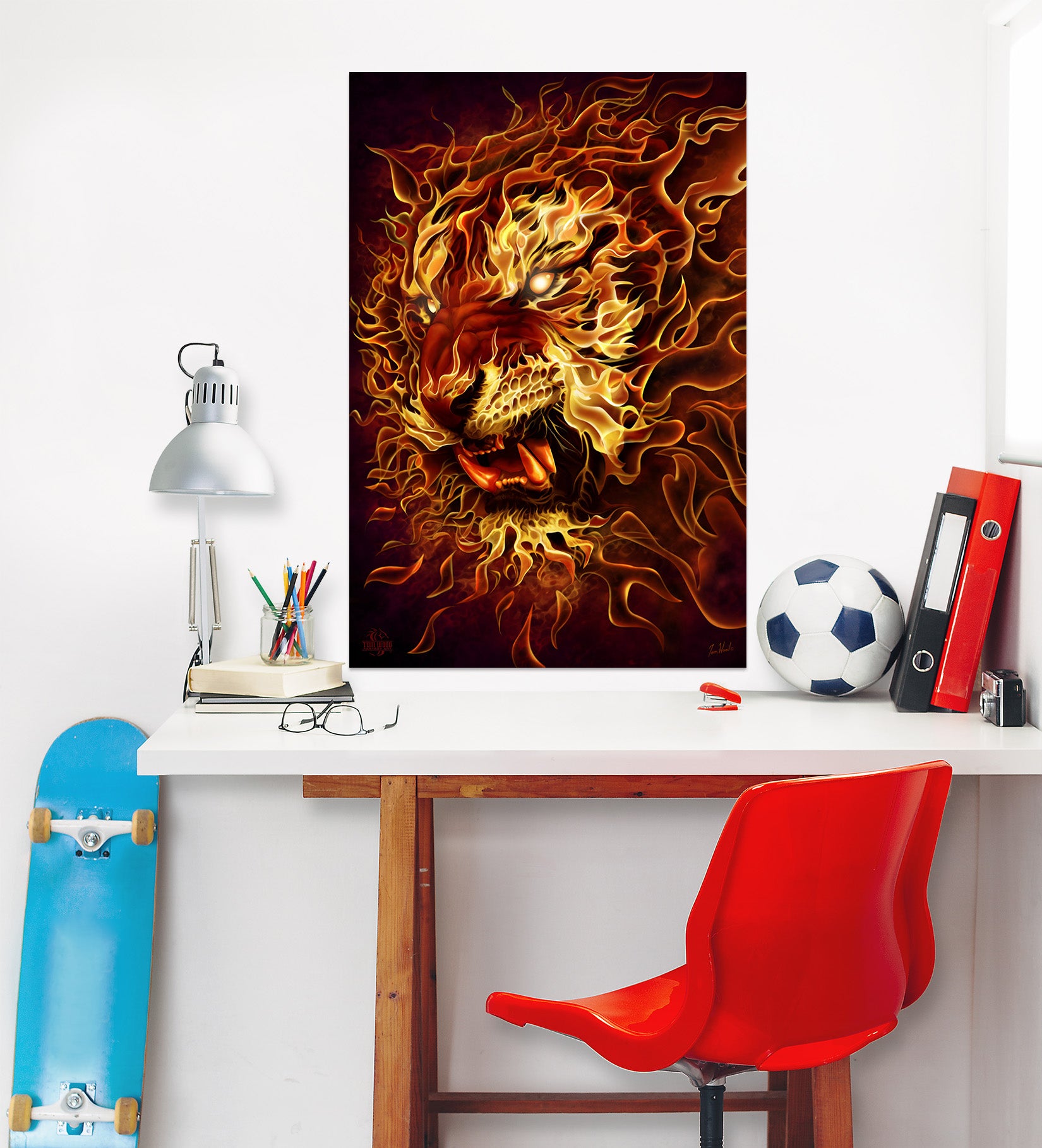 3D Flame Tiger 5134 Tom Wood Wall Sticker