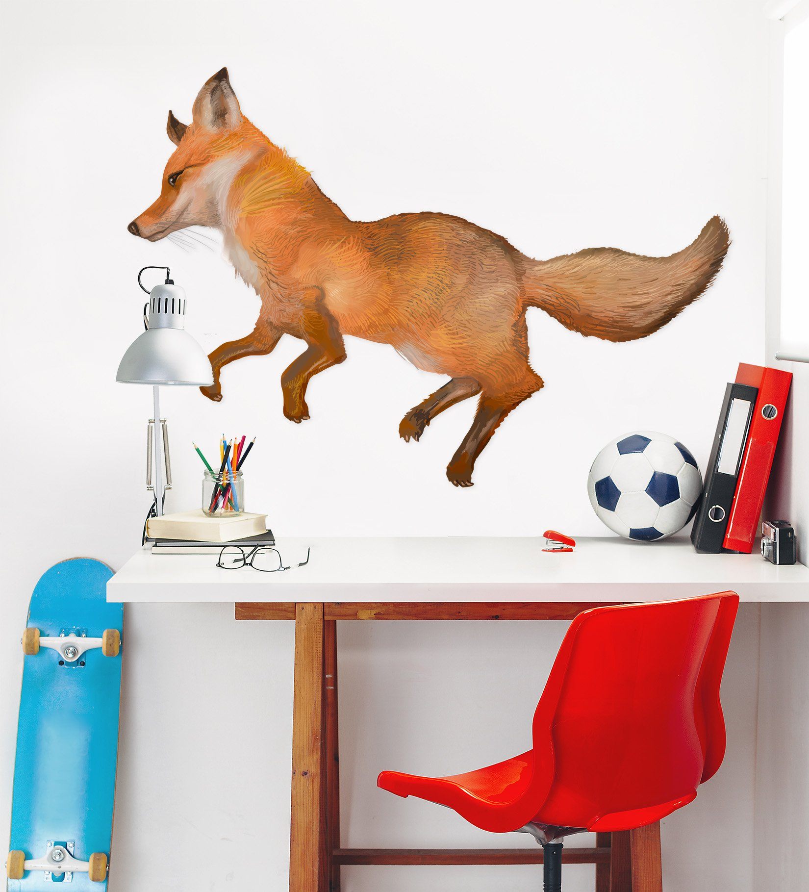 3D Running Fox 071 Animals Wall Stickers Wallpaper AJ Wallpaper