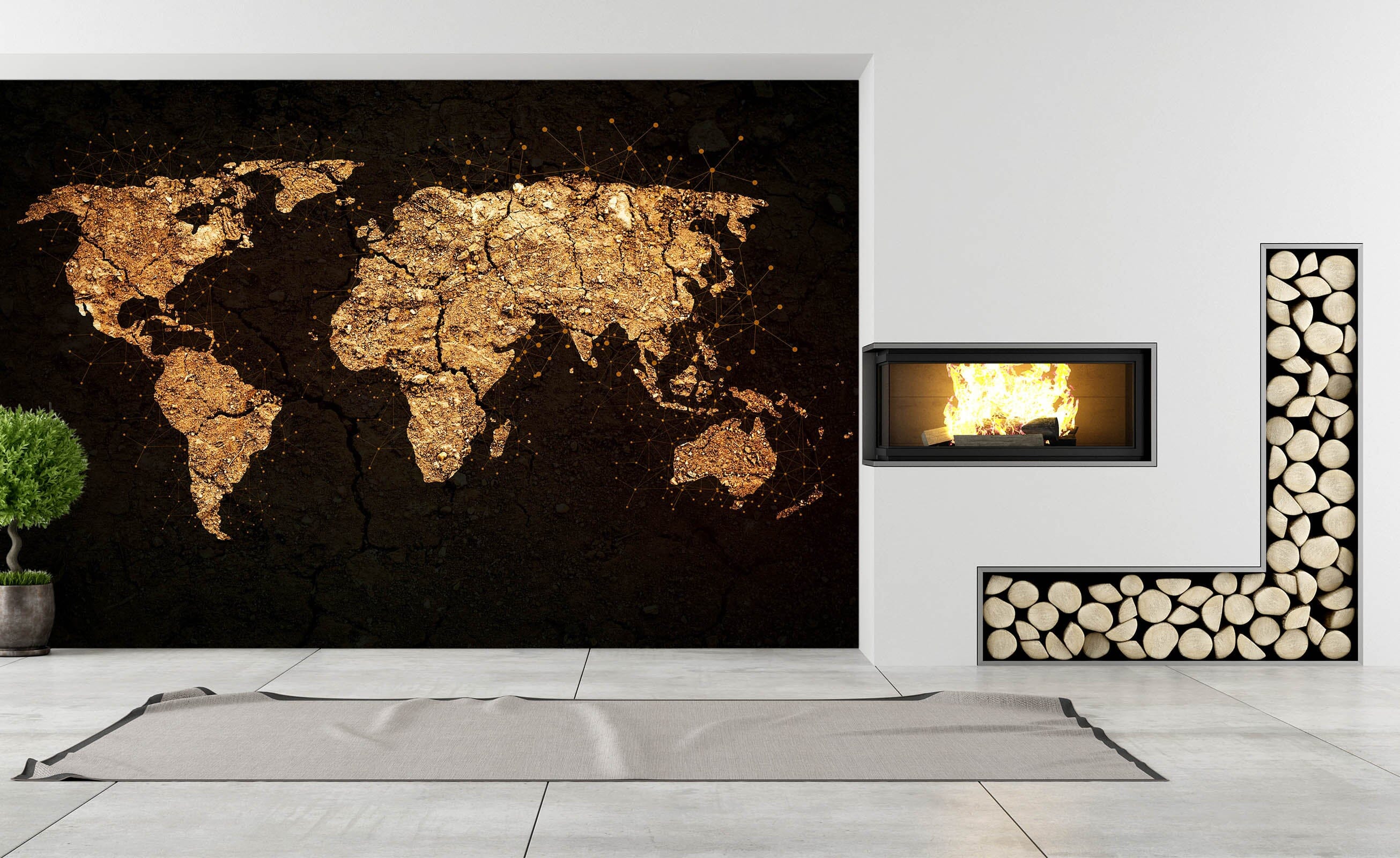3D Golden Art 2059 World Map Wall Murals Wallpaper AJ Wallpaper 2